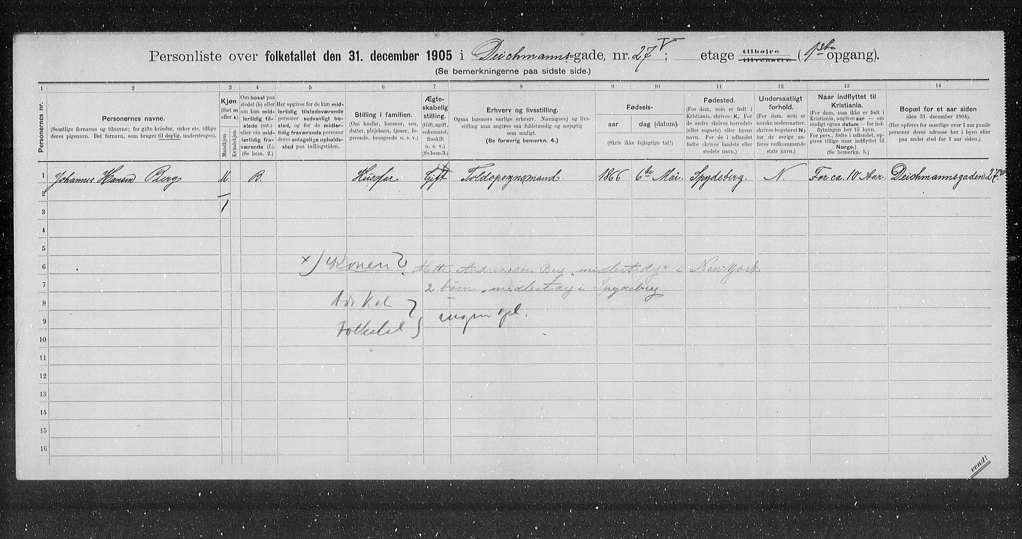 OBA, Municipal Census 1905 for Kristiania, 1905, p. 8201