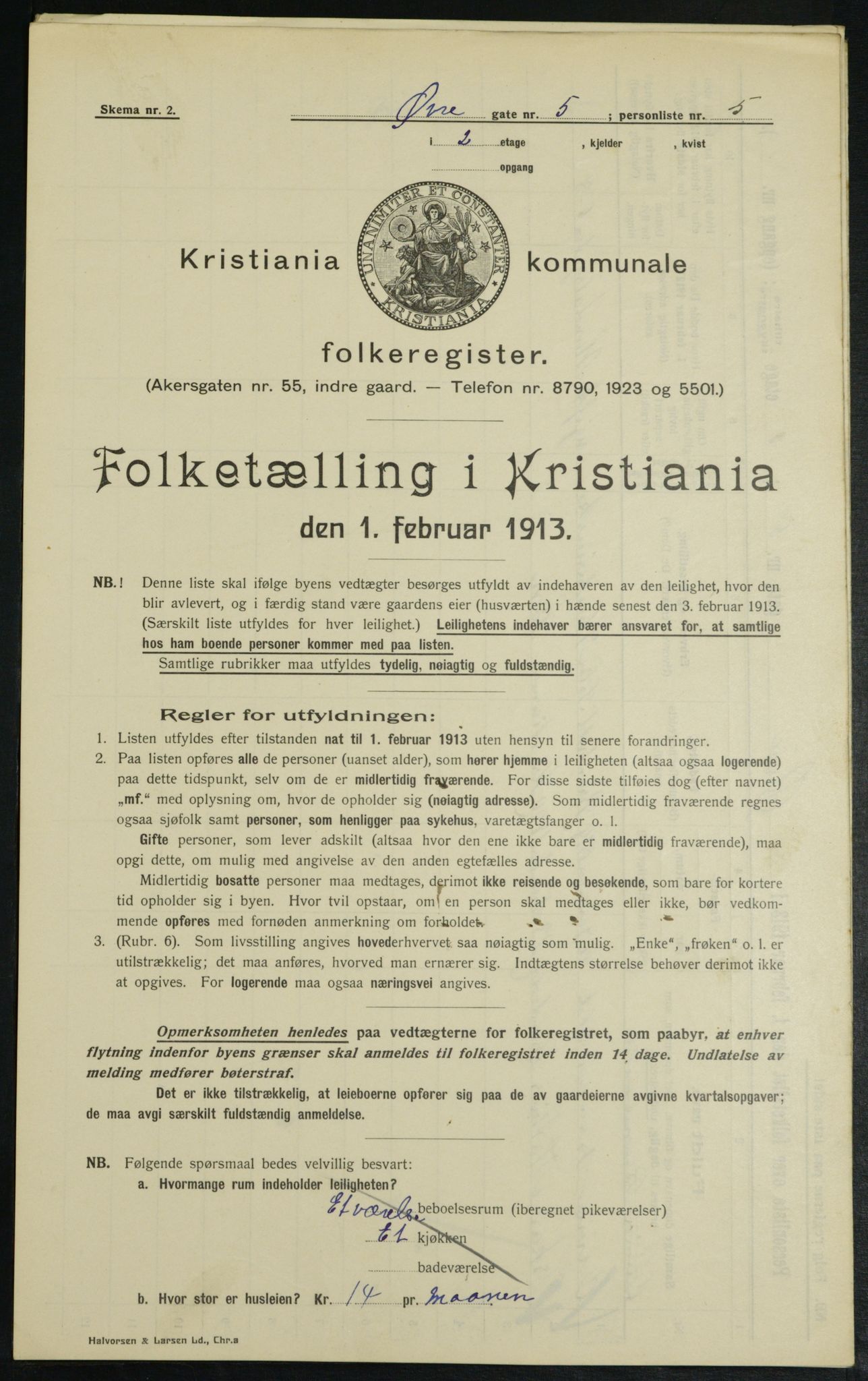 OBA, Municipal Census 1913 for Kristiania, 1913, p. 129748