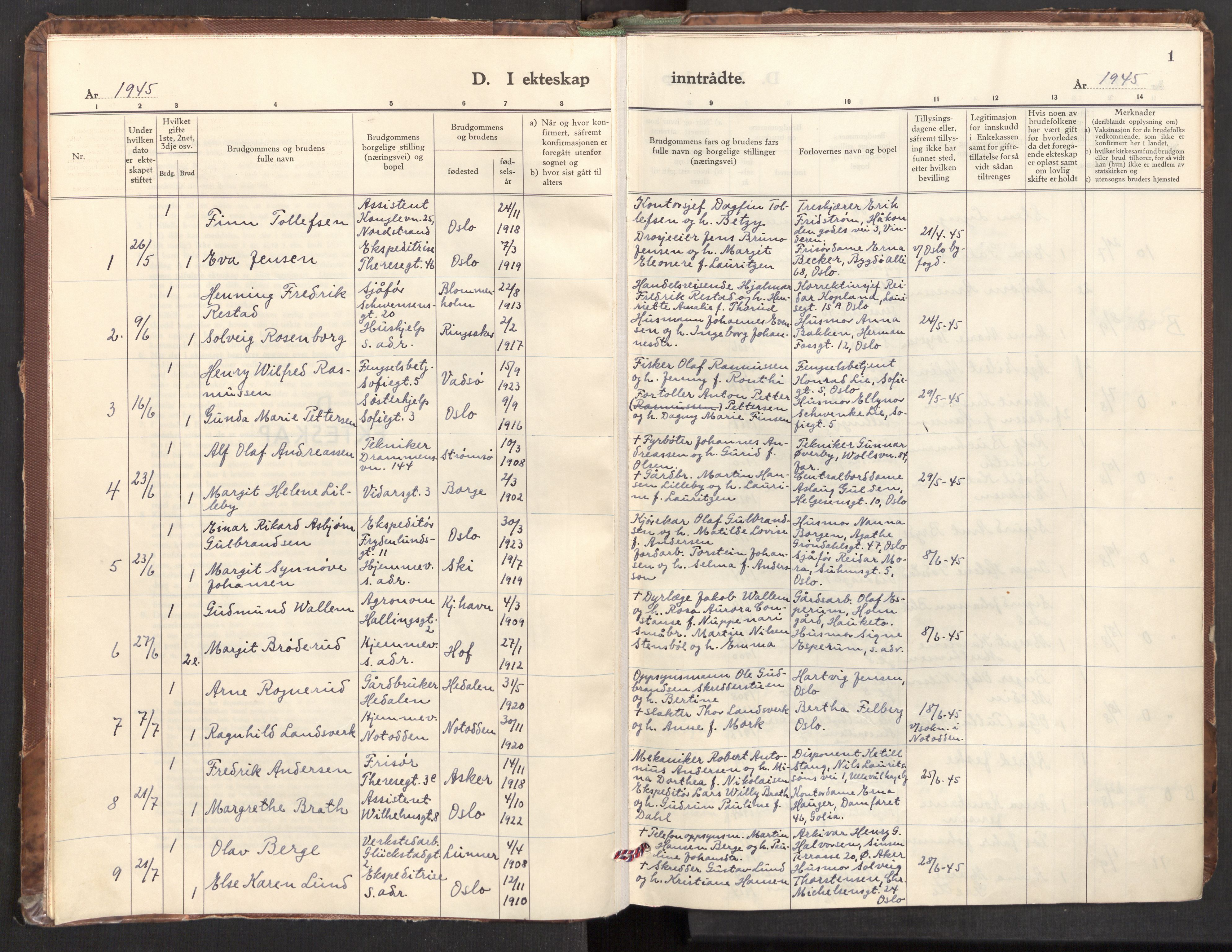 Markus prestekontor Kirkebøker, AV/SAO-A-10830/F/L0005: Parish register (official) no. 5, 1942-1960, p. 1