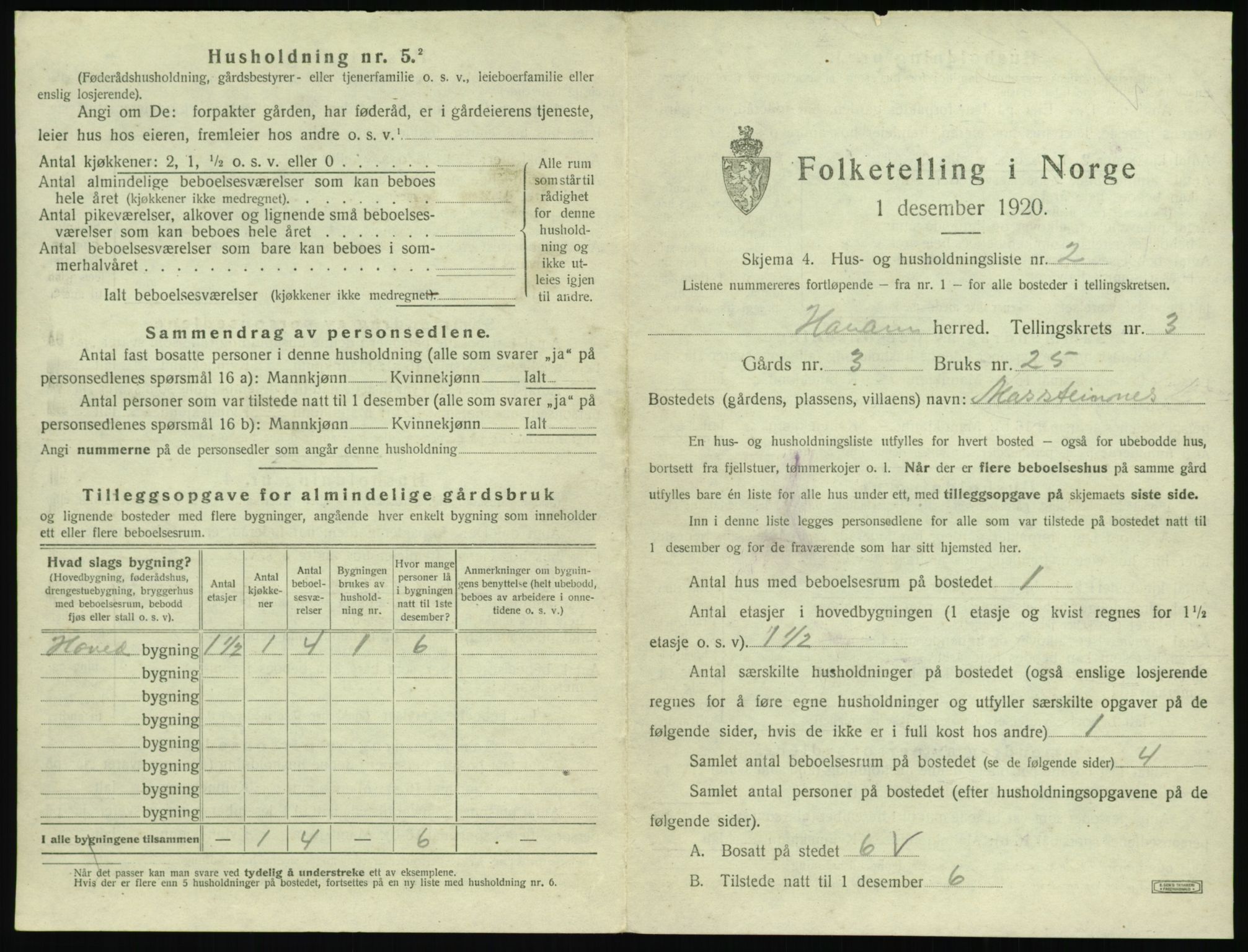 SAT, 1920 census for Haram, 1920, p. 175