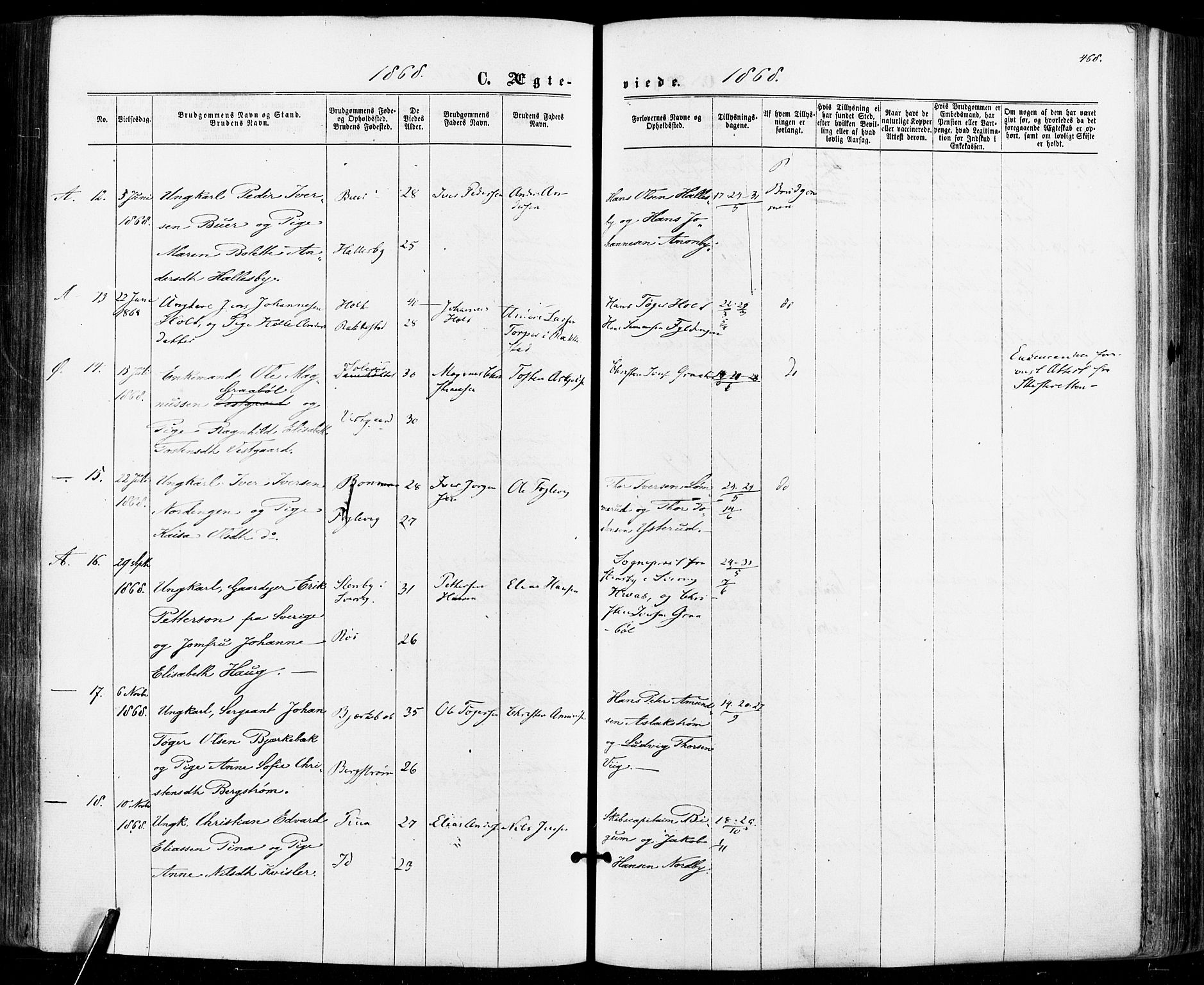 Aremark prestekontor Kirkebøker, SAO/A-10899/F/Fc/L0004: Parish register (official) no. III 4, 1866-1877, p. 467-468