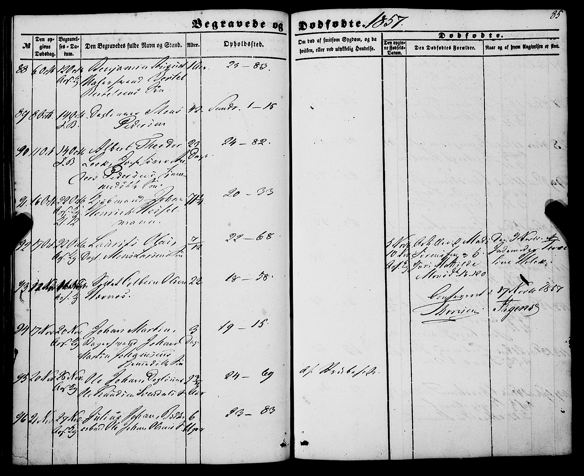 Korskirken sokneprestembete, AV/SAB-A-76101/H/Haa: Parish register (official) no. E 2, 1848-1862, p. 85