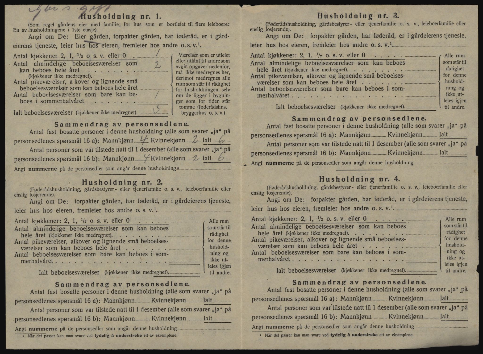 SAT, 1920 census for Agdenes, 1920, p. 500