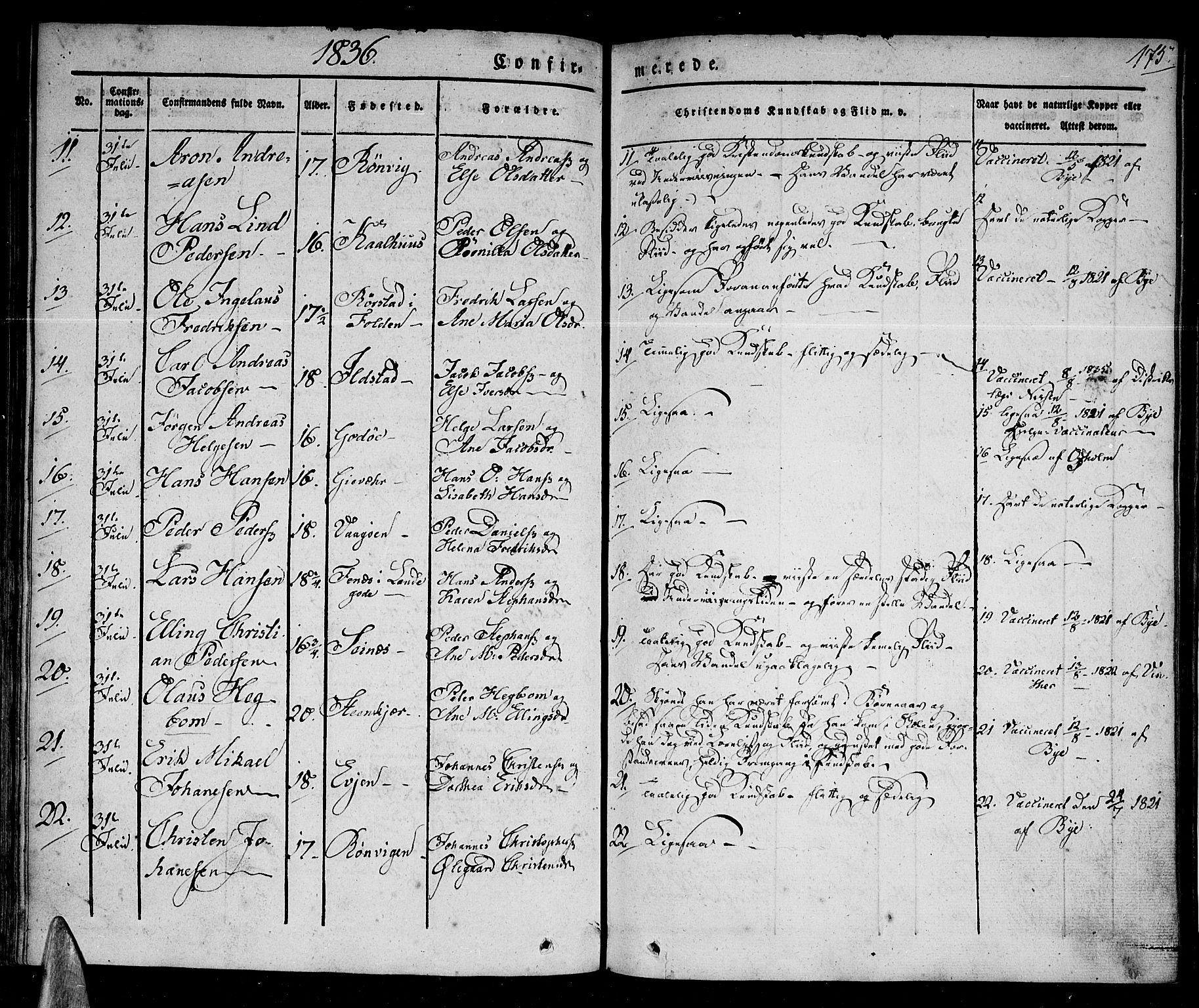 Ministerialprotokoller, klokkerbøker og fødselsregistre - Nordland, AV/SAT-A-1459/801/L0006: Parish register (official) no. 801A06, 1834-1845, p. 175