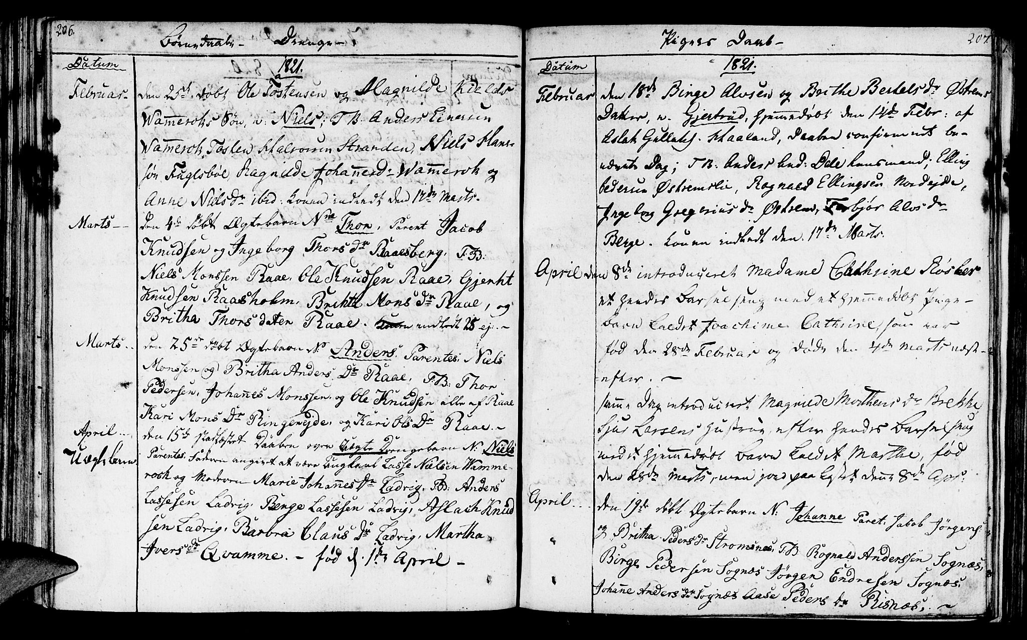 Lavik sokneprestembete, SAB/A-80901: Parish register (official) no. A 1, 1809-1822, p. 206-207
