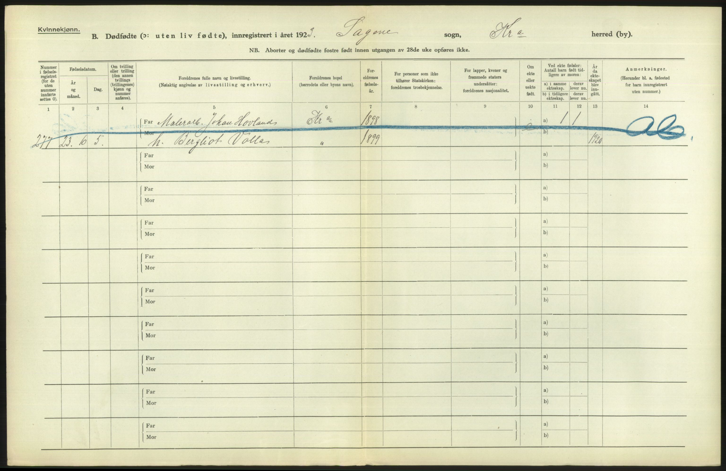 Statistisk sentralbyrå, Sosiodemografiske emner, Befolkning, RA/S-2228/D/Df/Dfc/Dfcc/L0010: Kristiania: Døde, dødfødte, 1923, p. 80