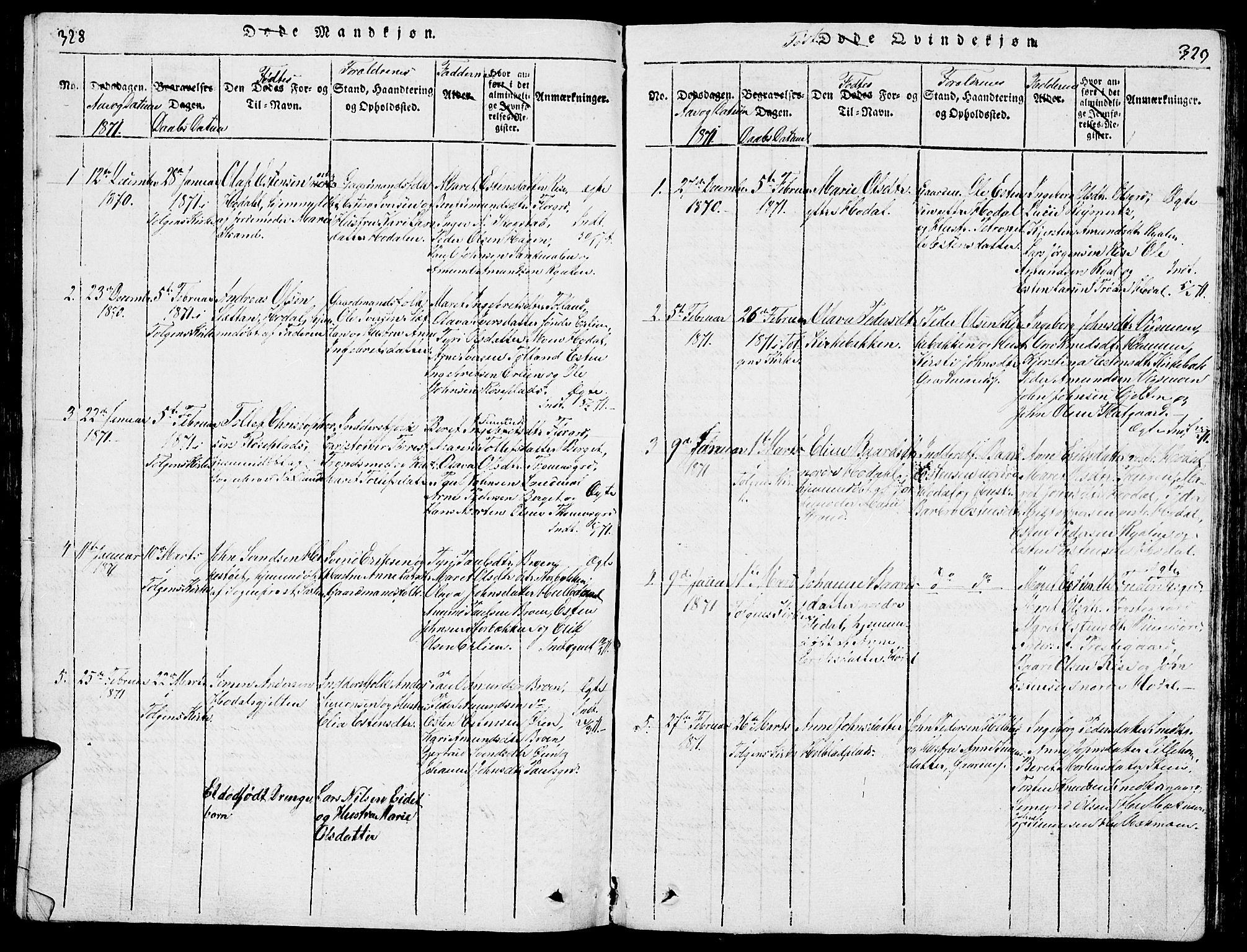Tolga prestekontor, SAH/PREST-062/L/L0001: Parish register (copy) no. 1, 1814-1877, p. 328-329