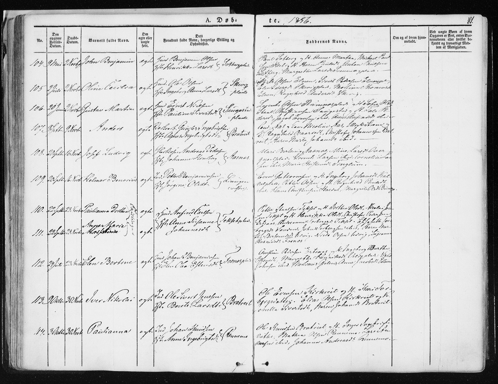 Ministerialprotokoller, klokkerbøker og fødselsregistre - Nord-Trøndelag, AV/SAT-A-1458/741/L0393: Parish register (official) no. 741A07, 1849-1863, p. 81