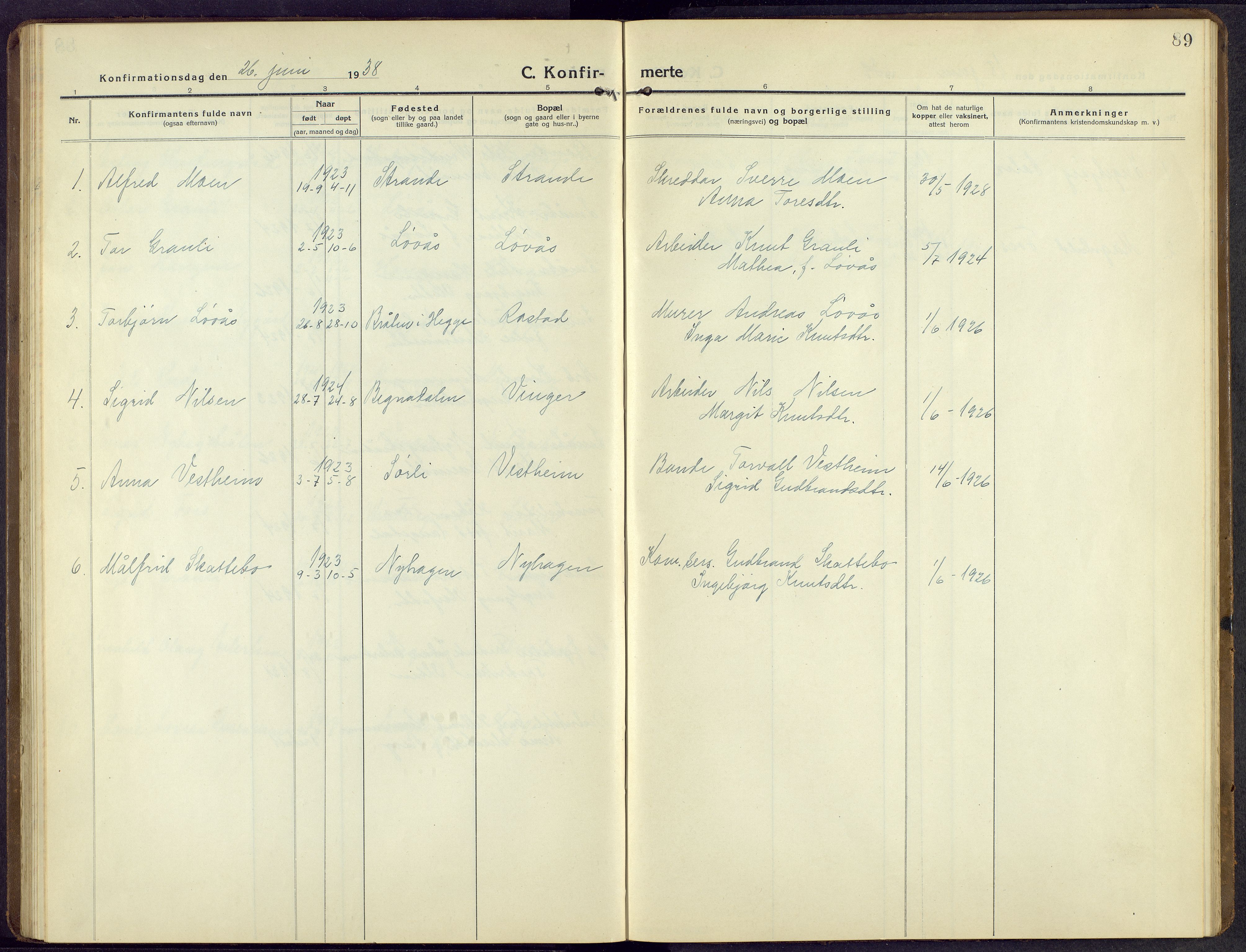 Øystre Slidre prestekontor, AV/SAH-PREST-138/H/Ha/Hab/L0009: Parish register (copy) no. 9, 1917-1952, p. 89