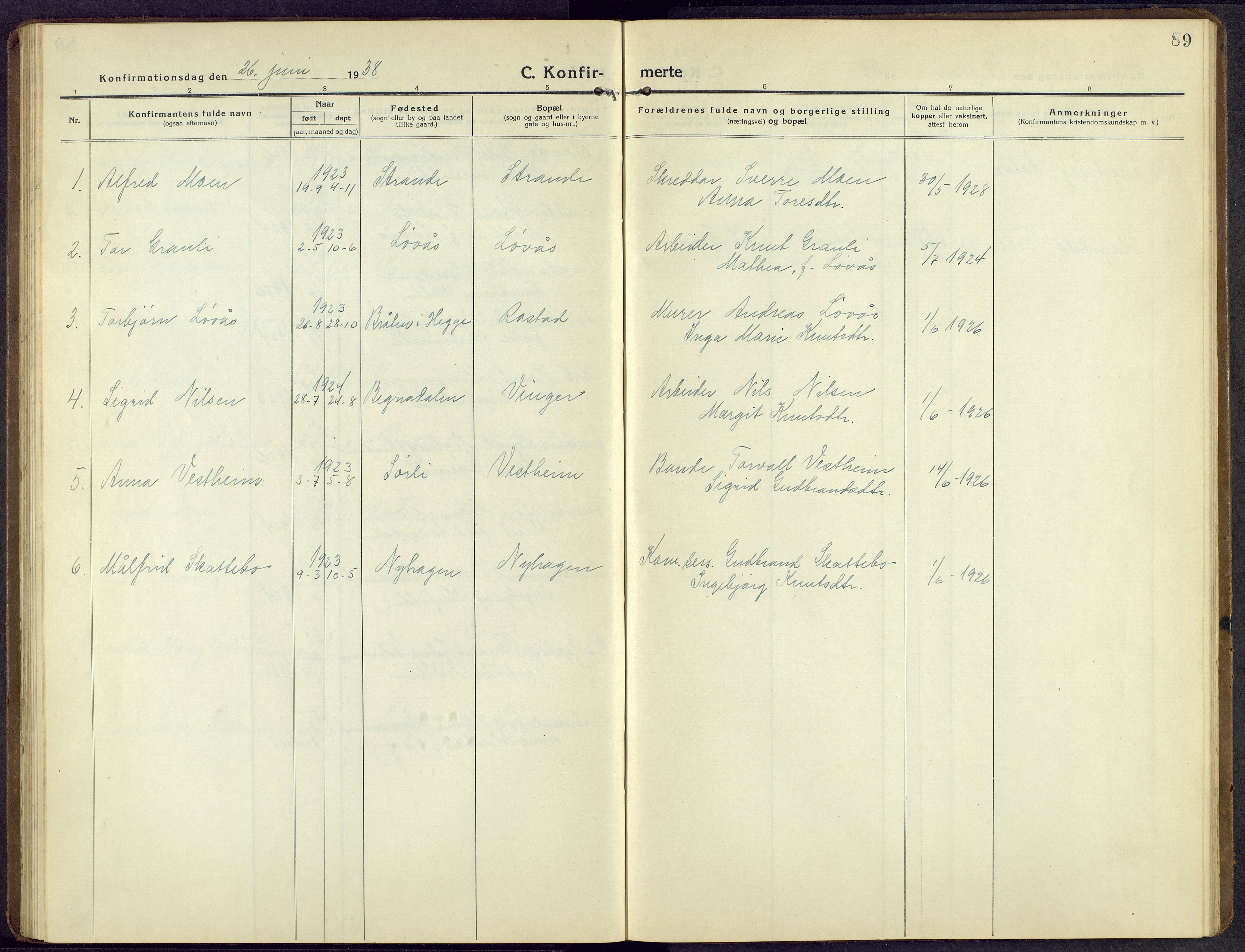 Øystre Slidre prestekontor, SAH/PREST-138/H/Ha/Hab/L0009: Parish register (copy) no. 9, 1917-1952, p. 89