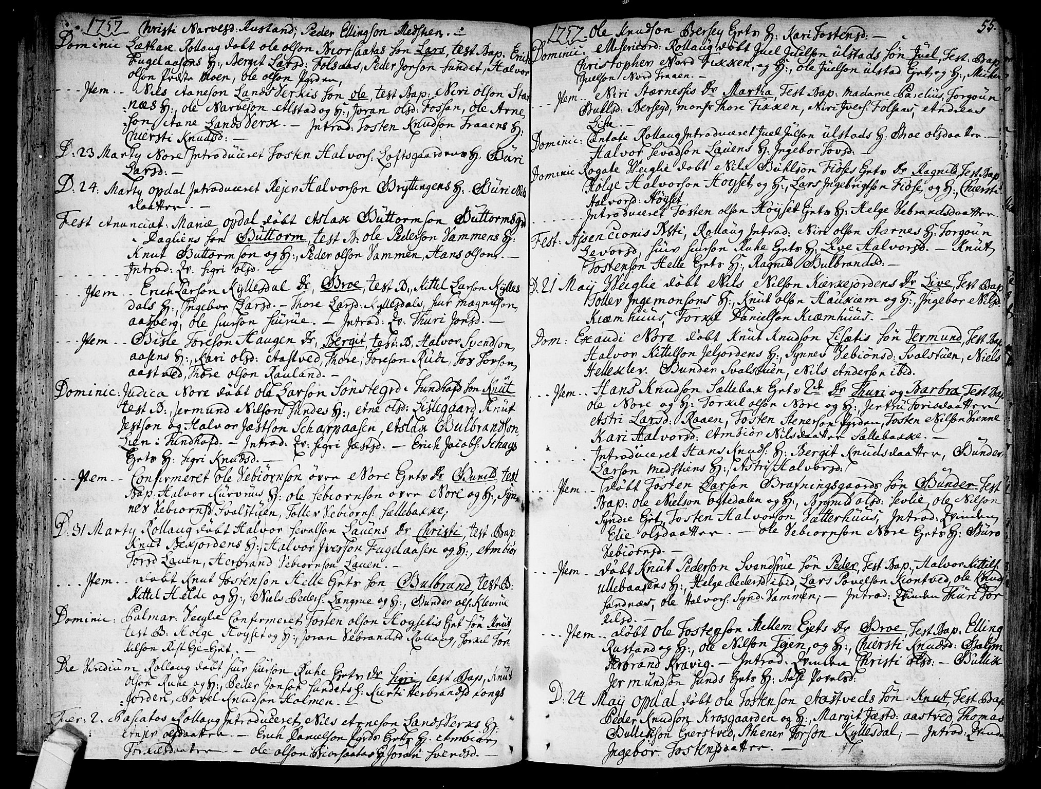 Rollag kirkebøker, SAKO/A-240/F/Fa/L0003: Parish register (official) no. I 3, 1743-1778, p. 55