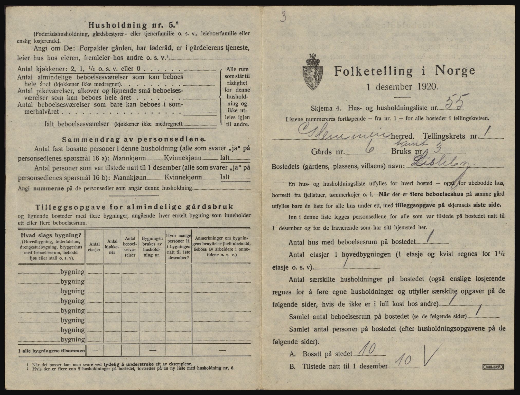 SAO, 1920 census for Glemmen, 1920, p. 171