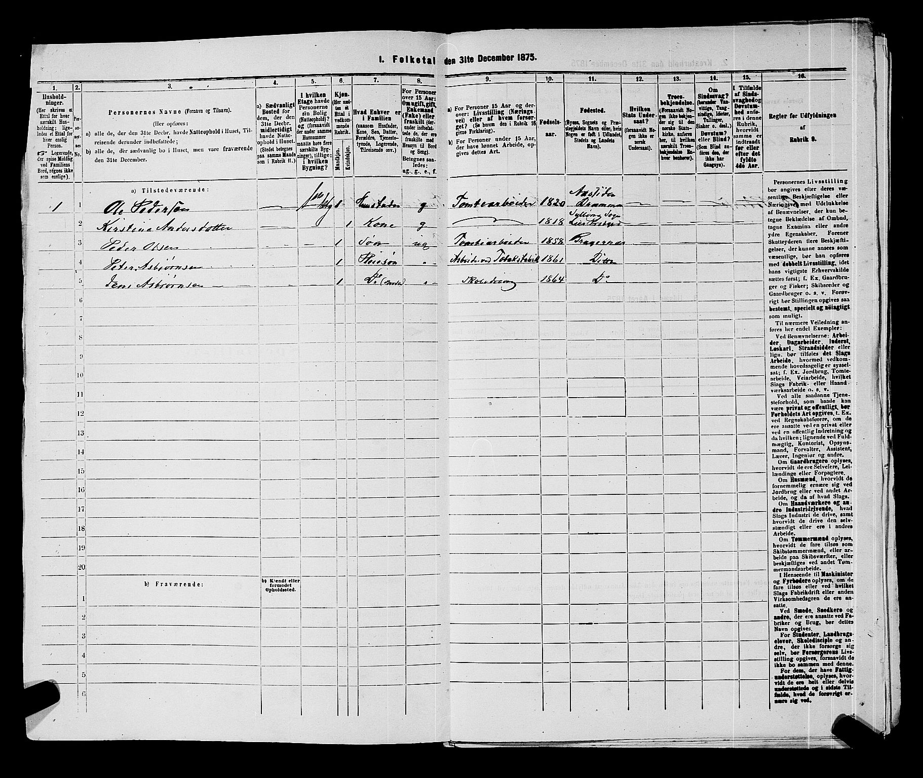 SAKO, 1875 census for 0602 Drammen, 1875, p. 278