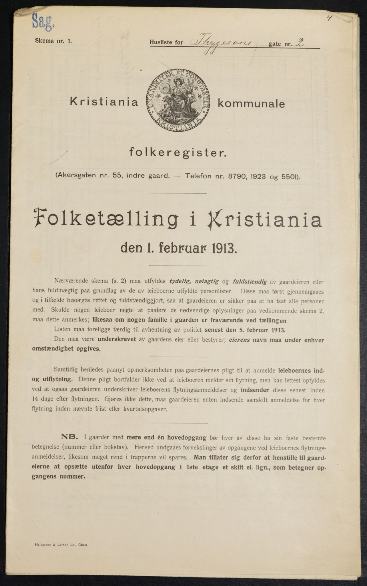 OBA, Municipal Census 1913 for Kristiania, 1913, p. 111378