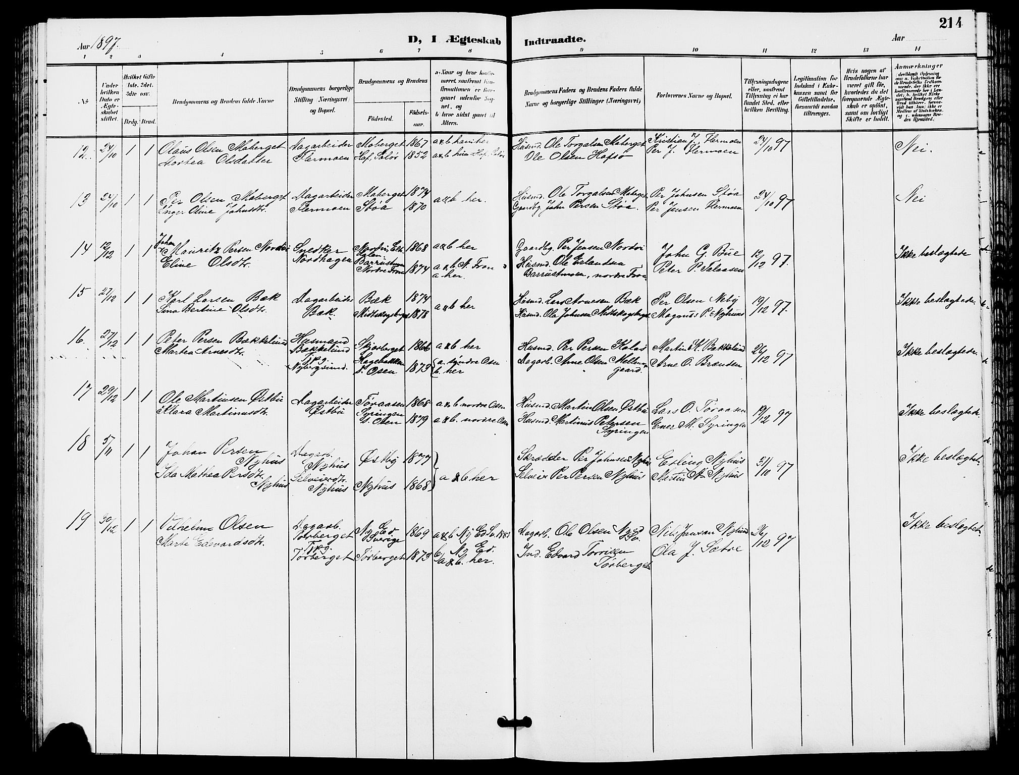 Trysil prestekontor, SAH/PREST-046/H/Ha/Hab/L0006: Parish register (copy) no. 6, 1896-1912, p. 214