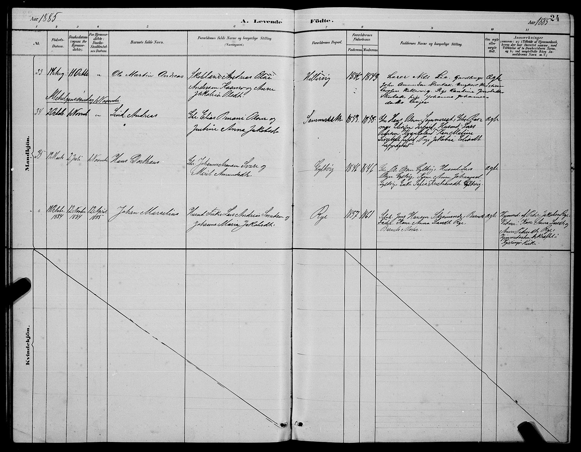 Ministerialprotokoller, klokkerbøker og fødselsregistre - Nordland, AV/SAT-A-1459/854/L0785: Parish register (copy) no. 854C01, 1883-1891, p. 24