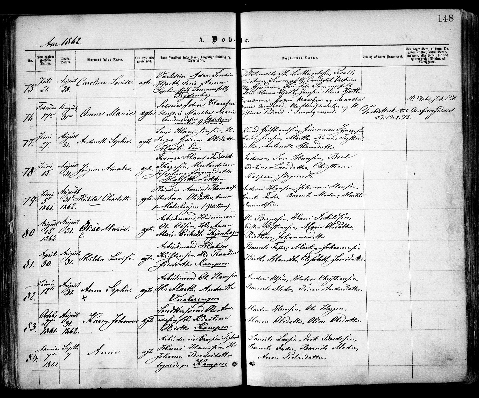 Østre Aker prestekontor Kirkebøker, SAO/A-10840/F/Fa/L0001: Parish register (official) no. I 1, 1861-1869, p. 148