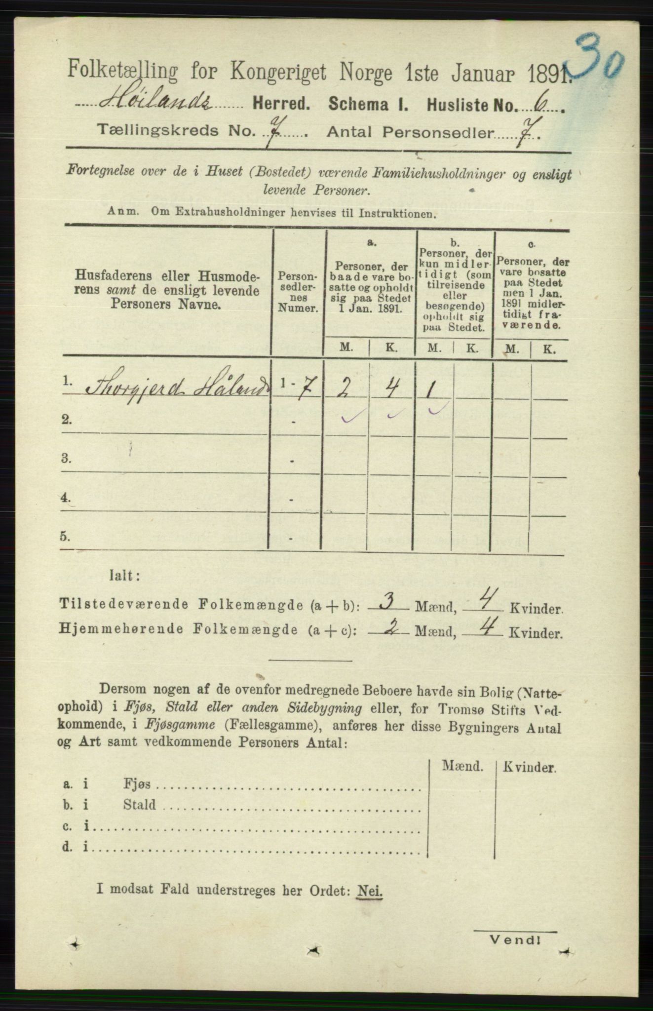 RA, 1891 census for 1123 Høyland, 1891, p. 2317