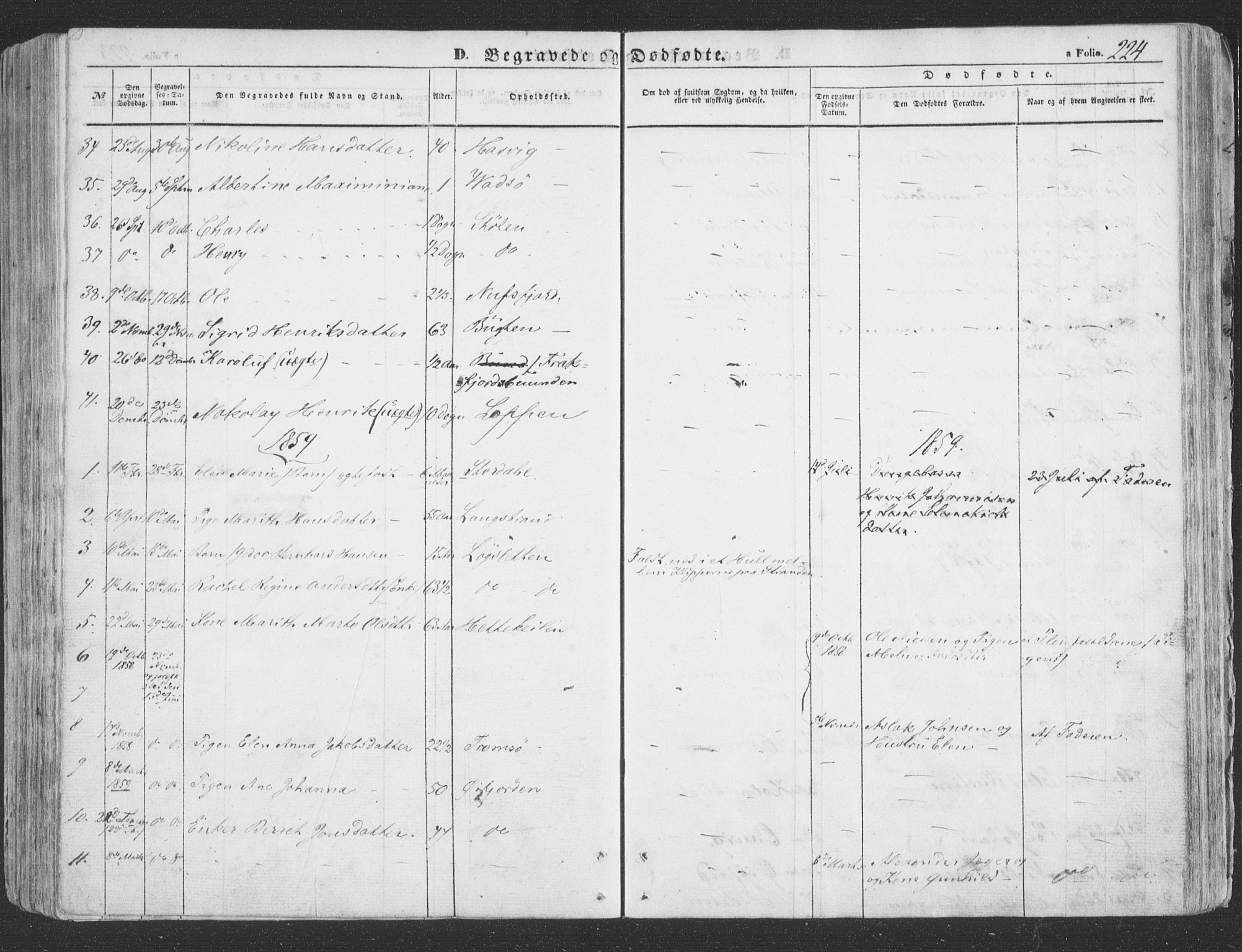 Loppa sokneprestkontor, SATØ/S-1339/H/Ha/L0004kirke: Parish register (official) no. 4, 1849-1868, p. 224