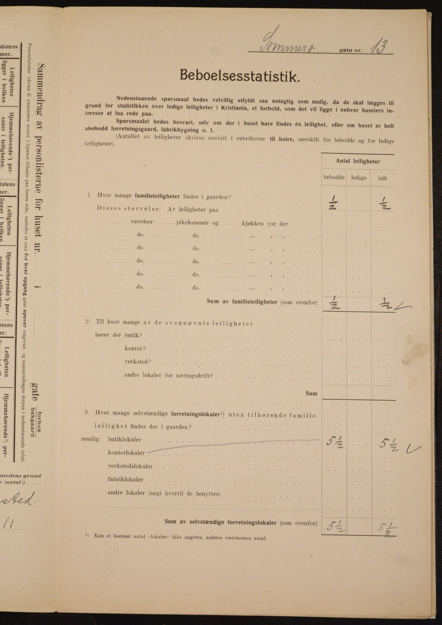 OBA, Municipal Census 1910 for Kristiania, 1910, p. 95034