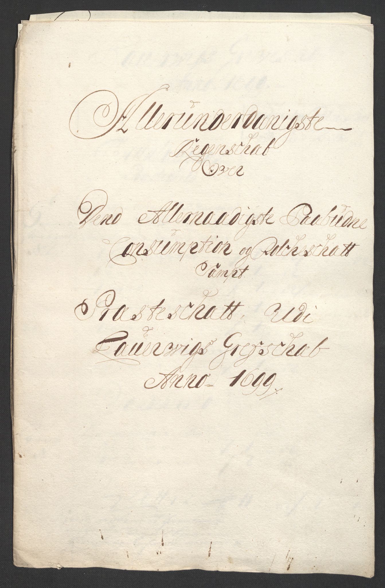 Rentekammeret inntil 1814, Reviderte regnskaper, Fogderegnskap, RA/EA-4092/R33/L1976: Fogderegnskap Larvik grevskap, 1698-1701, p. 111