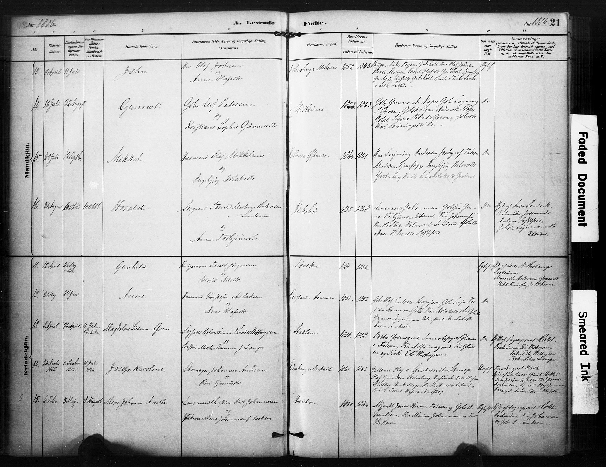 Kviteseid kirkebøker, SAKO/A-276/F/Fa/L0008: Parish register (official) no. I 8, 1882-1903, p. 21