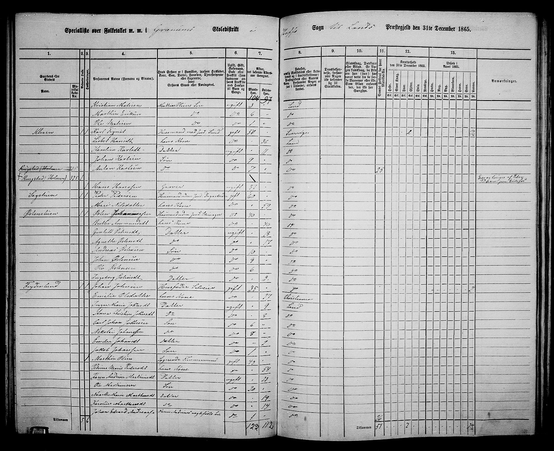 RA, 1865 census for Land, 1865, p. 362