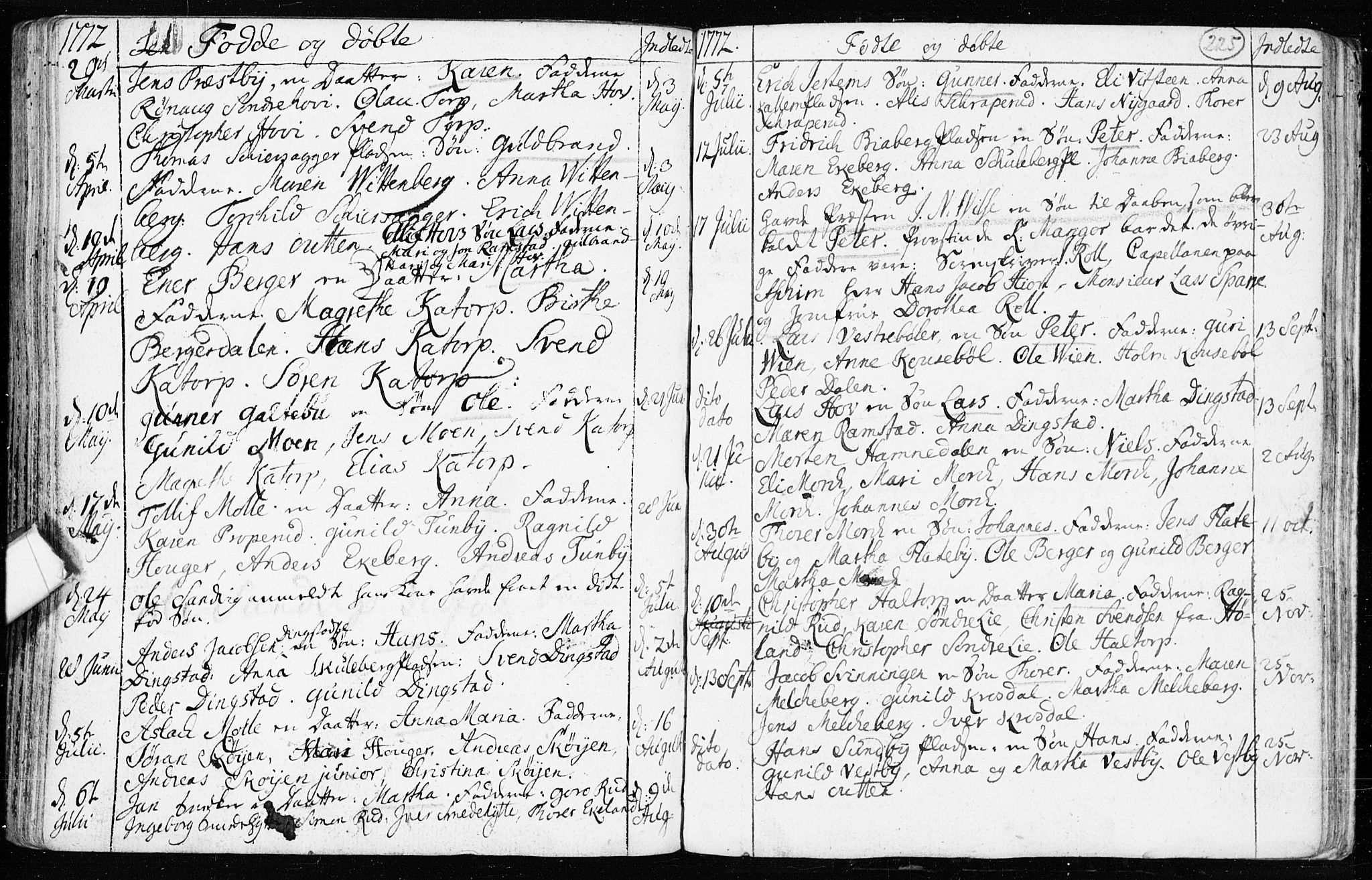 Spydeberg prestekontor Kirkebøker, AV/SAO-A-10924/F/Fa/L0002: Parish register (official) no. I 2, 1739-1780, p. 225