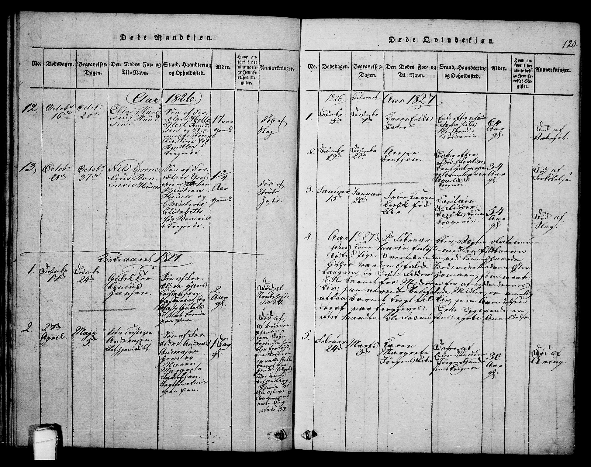 Kragerø kirkebøker, SAKO/A-278/F/Fa/L0004: Parish register (official) no. 4, 1814-1831, p. 120