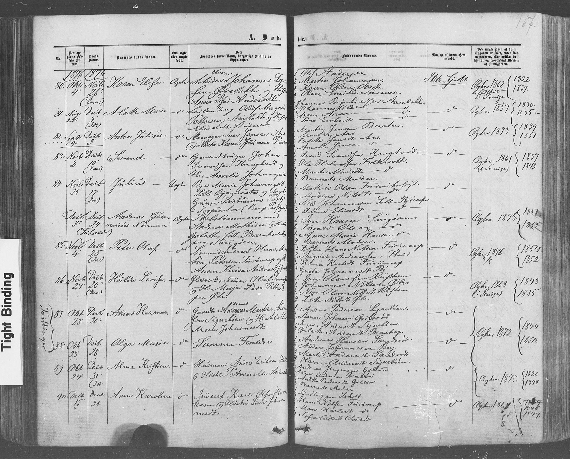 Idd prestekontor Kirkebøker, AV/SAO-A-10911/F/Fc/L0005: Parish register (official) no. III 5, 1861-1877, p. 167