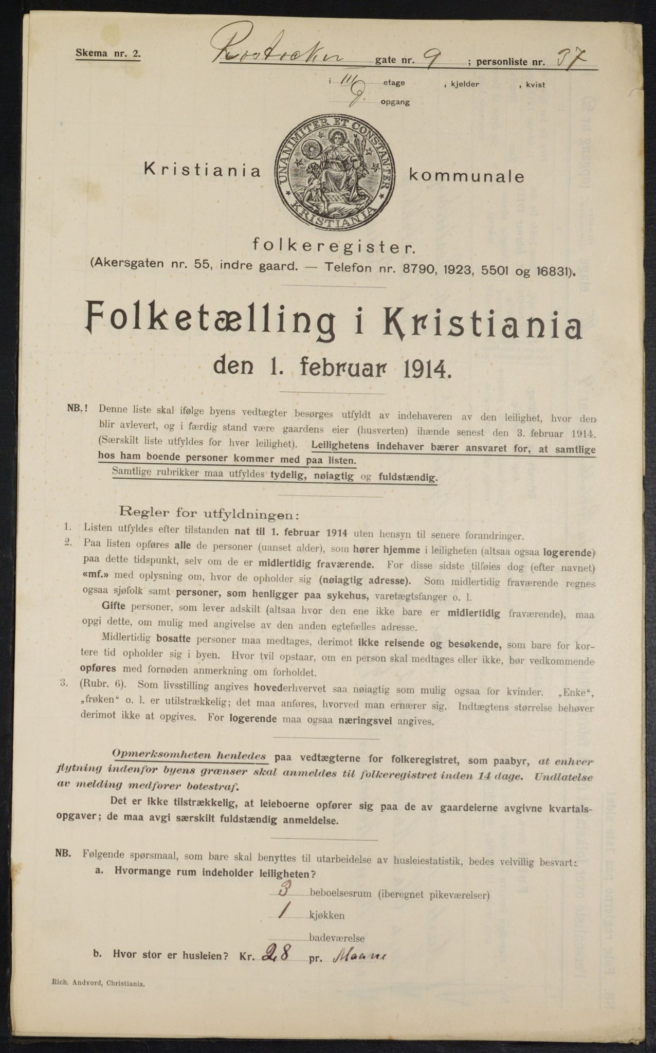 OBA, Municipal Census 1914 for Kristiania, 1914, p. 84478