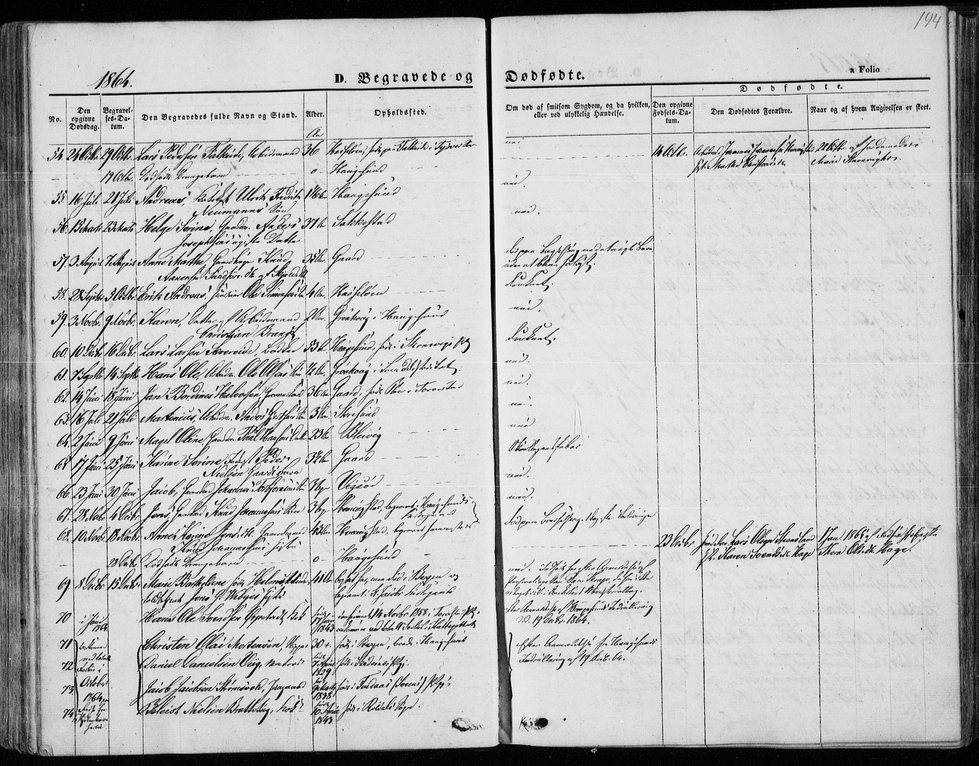 Torvastad sokneprestkontor, AV/SAST-A -101857/H/Ha/Haa/L0011: Parish register (official) no. A 11, 1857-1866, p. 194