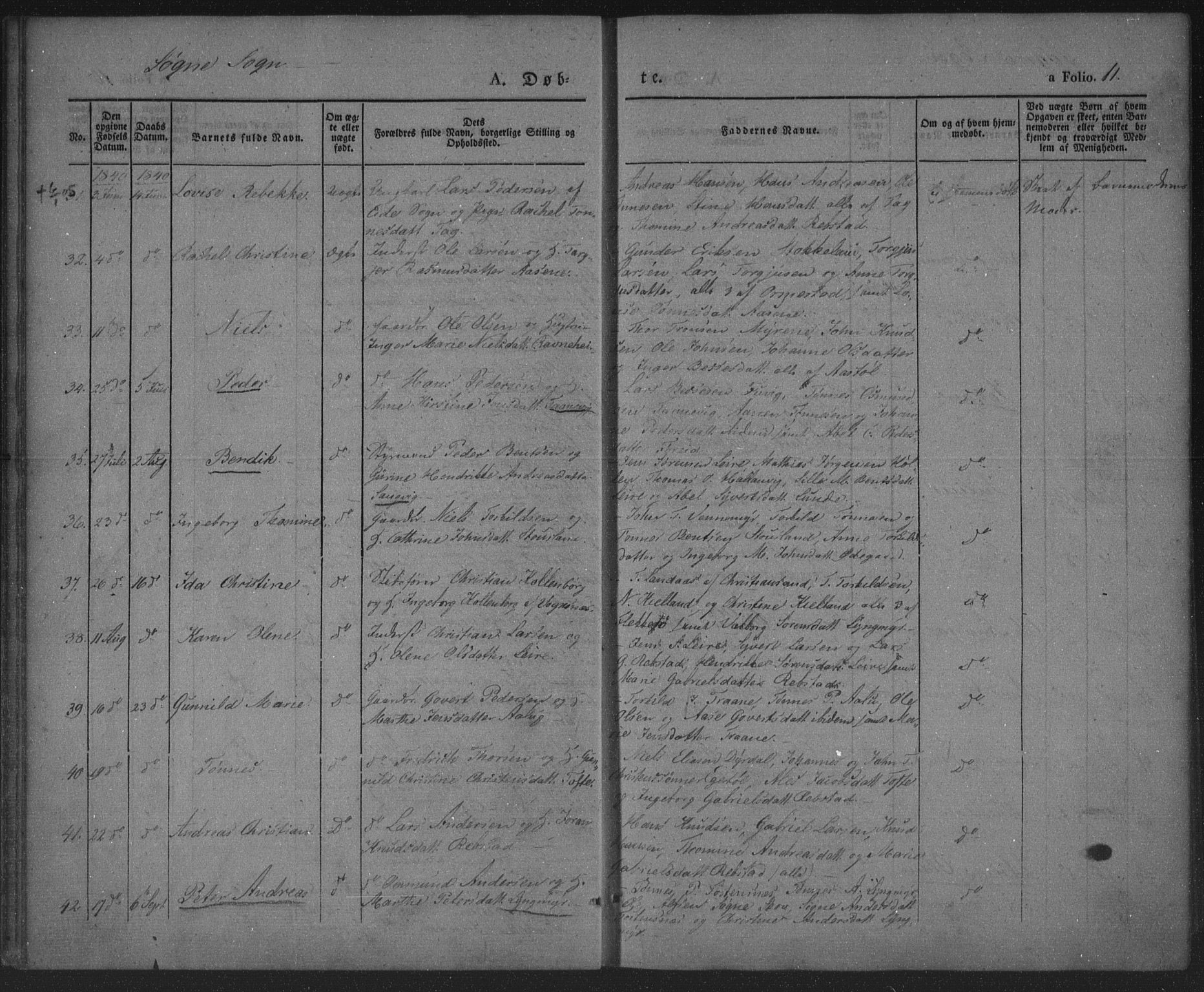 Søgne sokneprestkontor, AV/SAK-1111-0037/F/Fa/Fab/L0009: Parish register (official) no. A 9, 1838-1853, p. 12