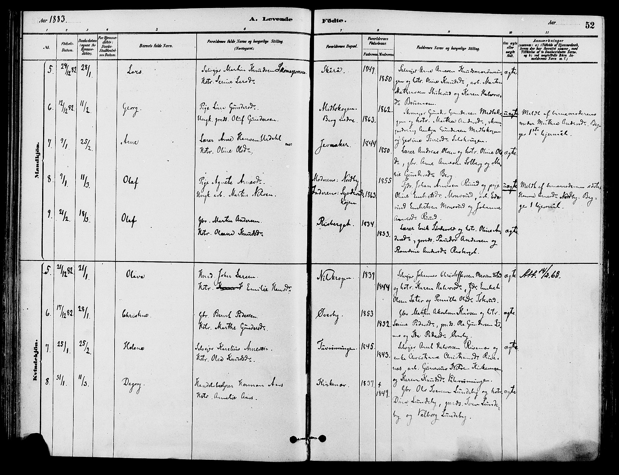 Våler prestekontor, Hedmark, AV/SAH-PREST-040/H/Ha/Haa/L0002: Parish register (official) no. 3, 1879-1911, p. 52