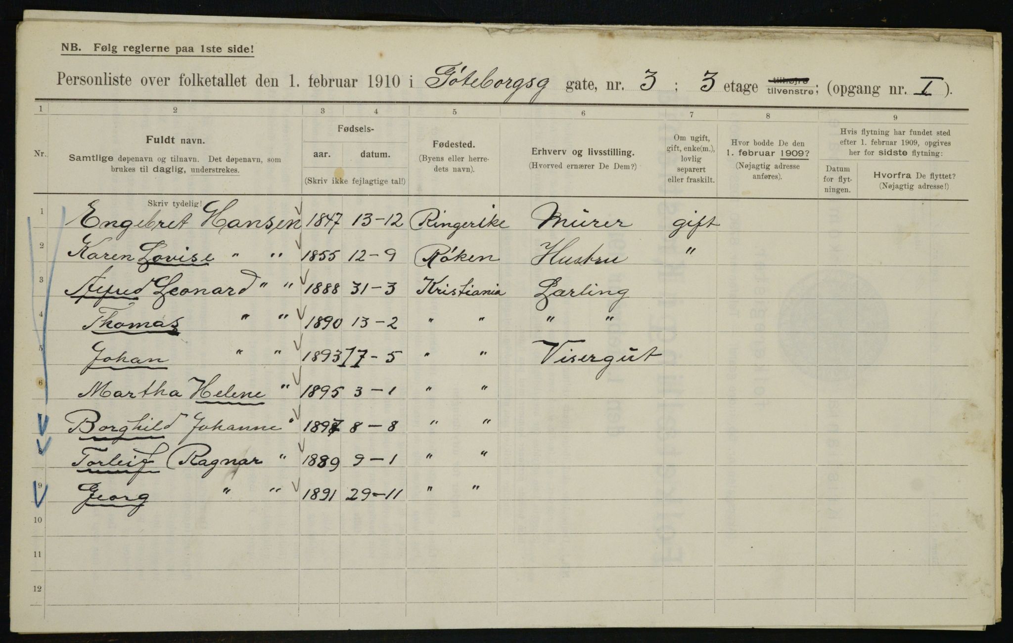 OBA, Municipal Census 1910 for Kristiania, 1910, p. 31362