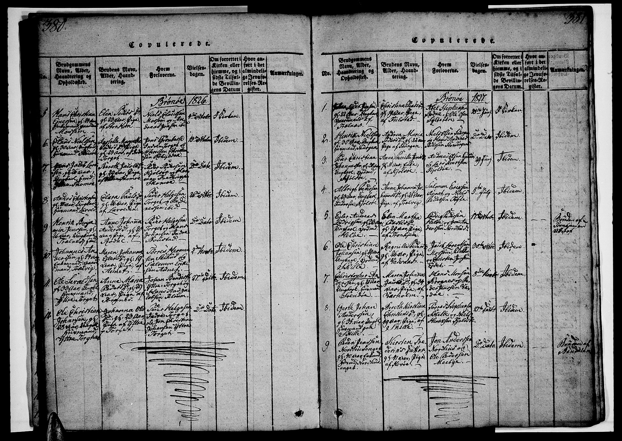 Ministerialprotokoller, klokkerbøker og fødselsregistre - Nordland, AV/SAT-A-1459/813/L0197: Parish register (official) no. 813A07, 1820-1833, p. 380-381