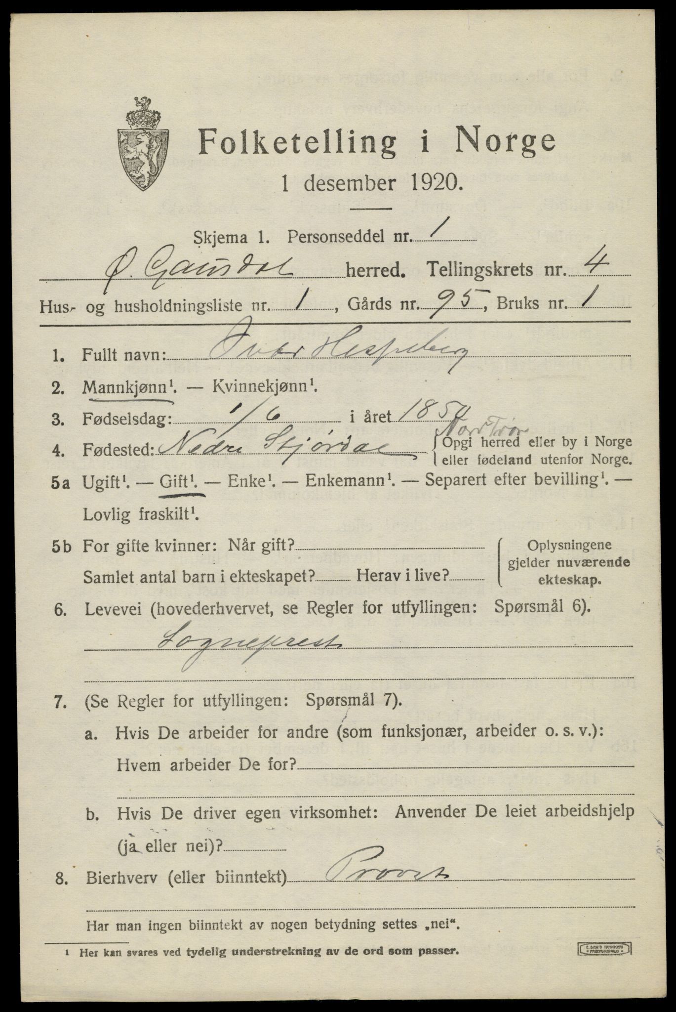 SAH, 1920 census for Østre Gausdal, 1920, p. 2364