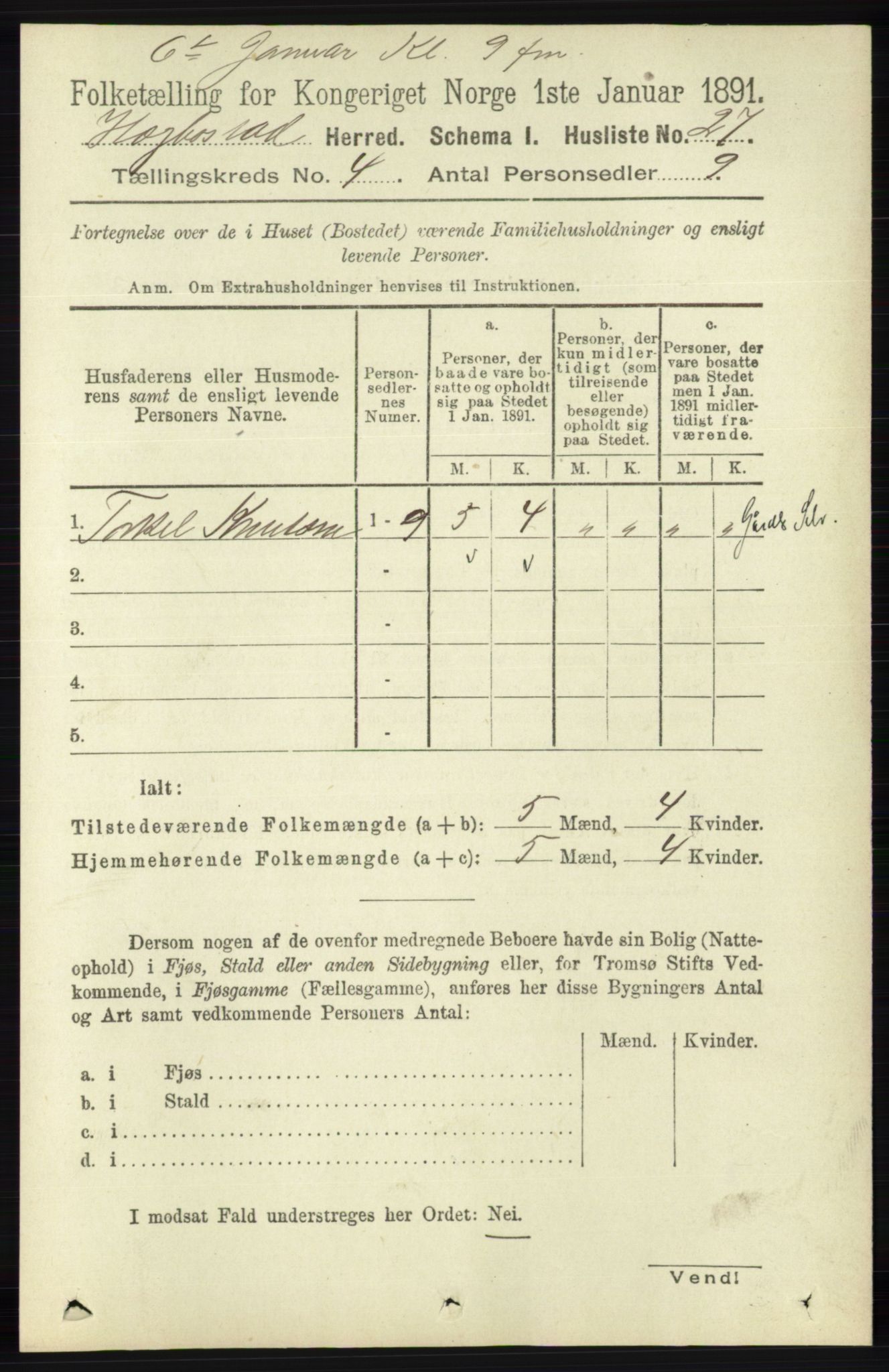 RA, 1891 census for 1034 Hægebostad, 1891, p. 1171