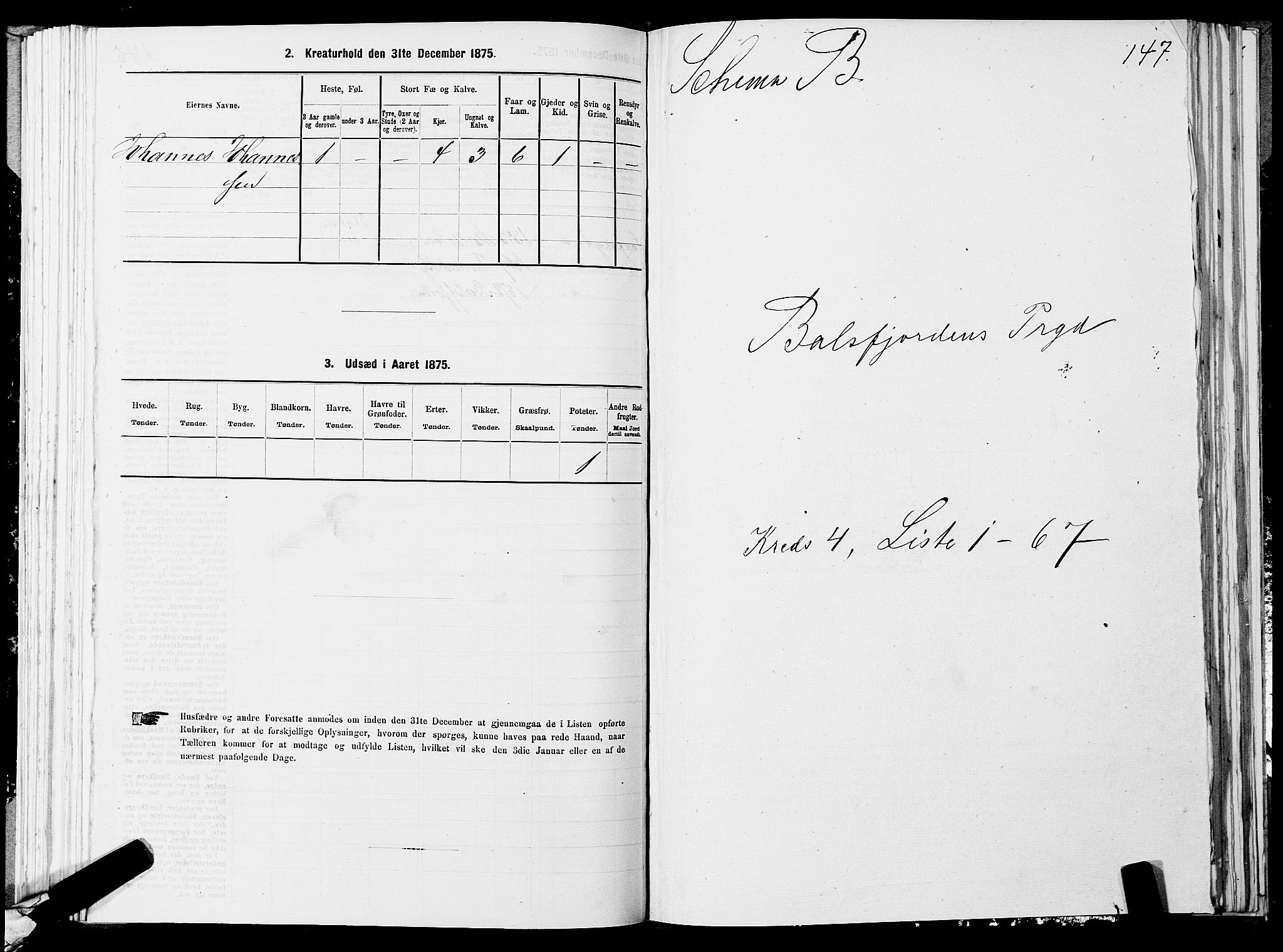 SATØ, 1875 census for 1933P Balsfjord, 1875, p. 1747