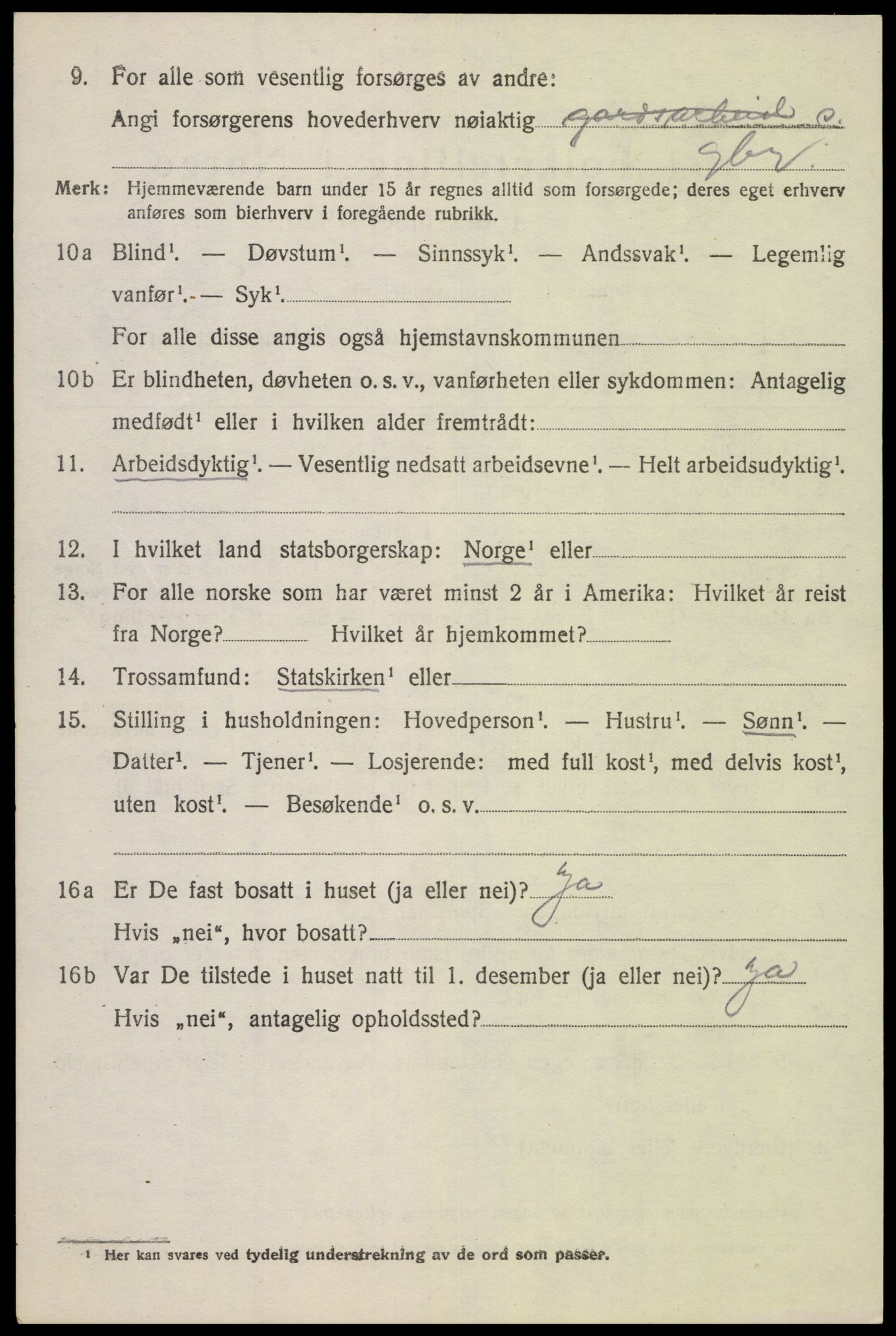 SAK, 1920 census for Gyland, 1920, p. 1337