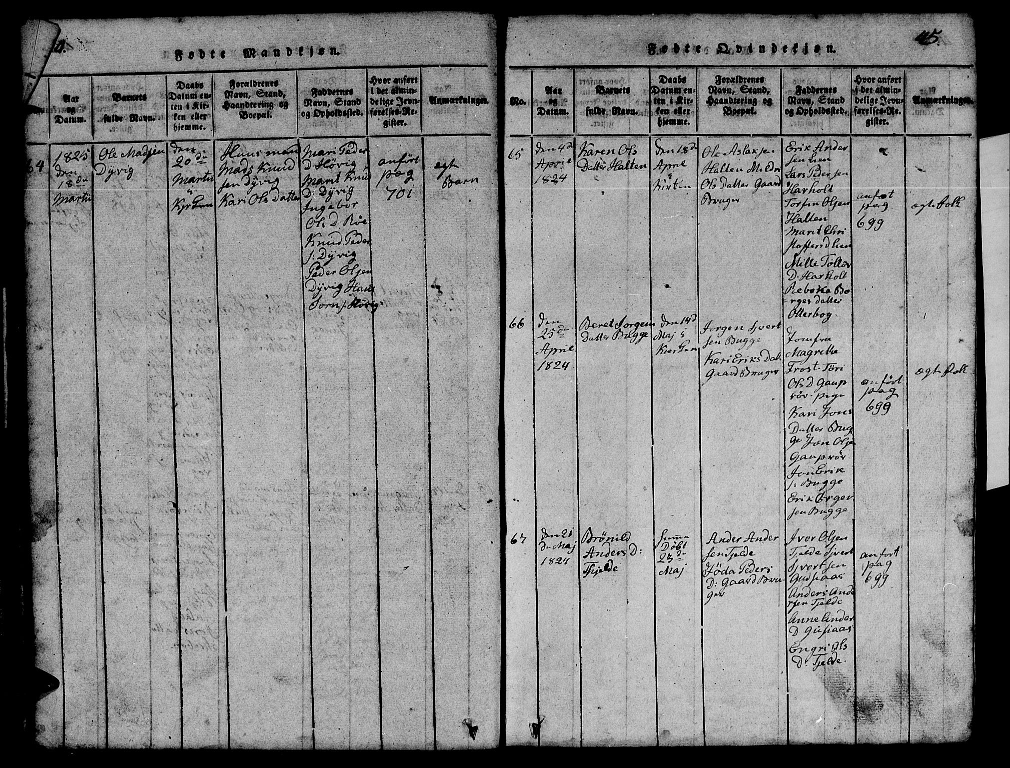 Ministerialprotokoller, klokkerbøker og fødselsregistre - Møre og Romsdal, AV/SAT-A-1454/551/L0629: Parish register (copy) no. 551C01, 1818-1839, p. 44-45