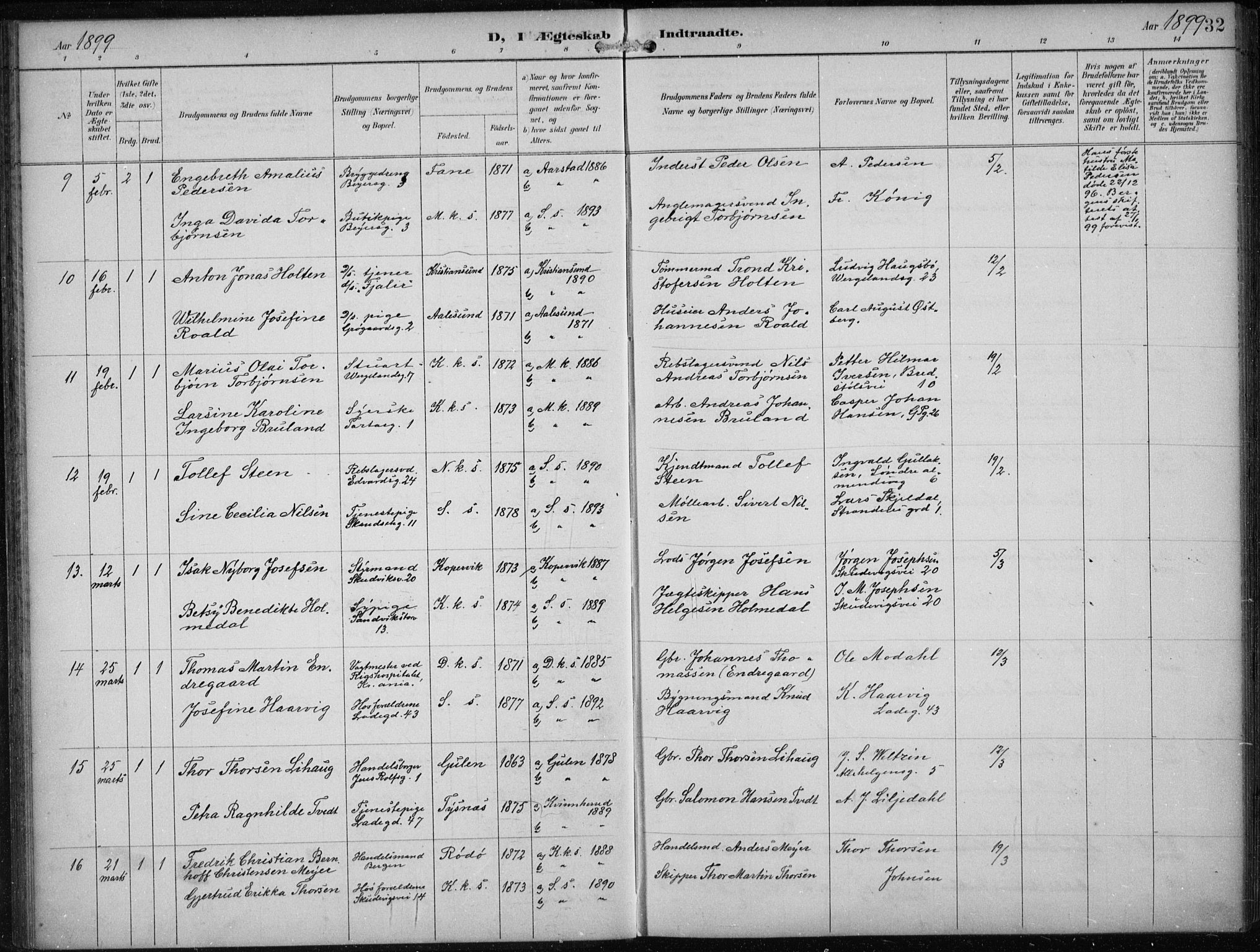 Sandviken Sokneprestembete, SAB/A-77601/H/Ha/L0014: Parish register (official) no. D 1, 1896-1911, p. 32