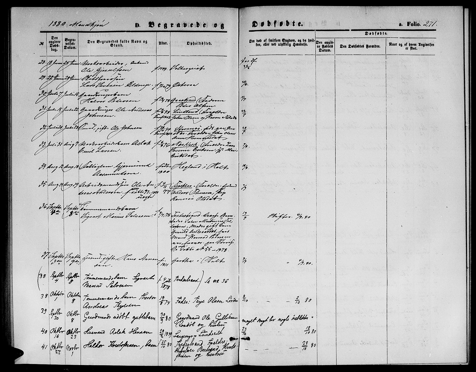 Holt sokneprestkontor, AV/SAK-1111-0021/F/Fb/L0009: Parish register (copy) no. B 9, 1871-1883, p. 271