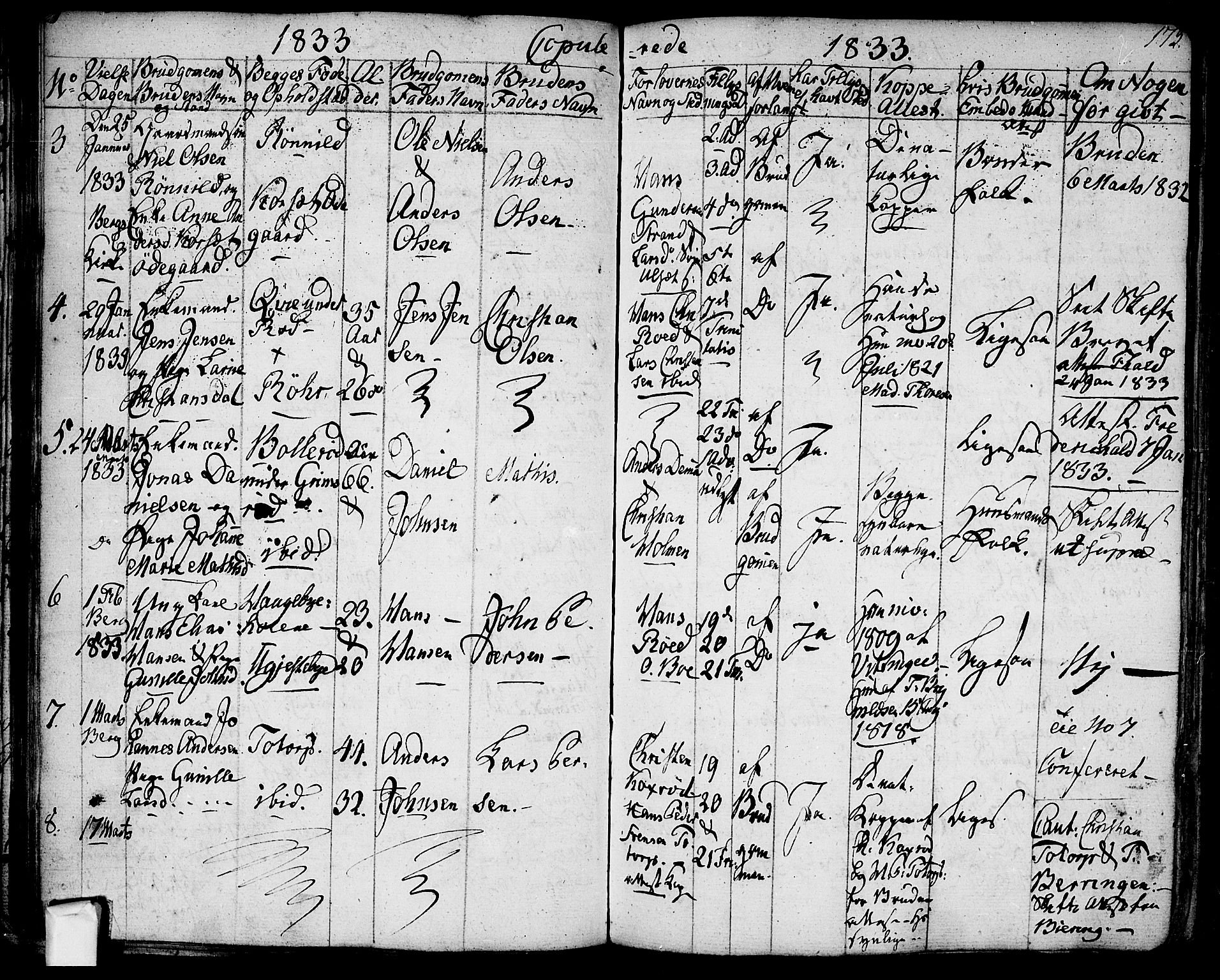 Berg prestekontor Kirkebøker, AV/SAO-A-10902/F/Fa/L0003: Parish register (official) no. I 3, 1832-1842, p. 173