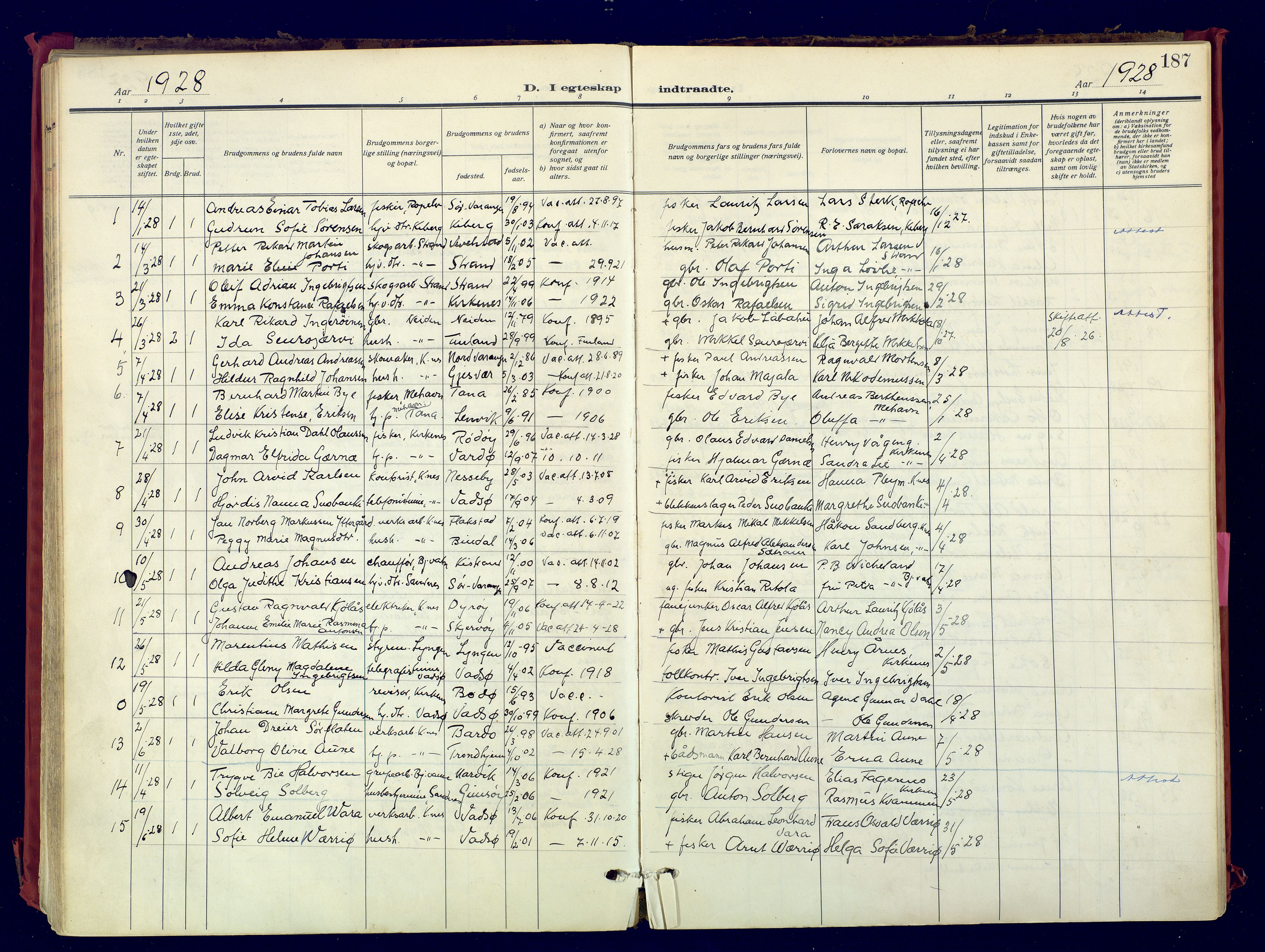 Sør-Varanger sokneprestkontor, SATØ/S-1331/H/Ha/L0007kirke: Parish register (official) no. 7, 1927-1937, p. 187