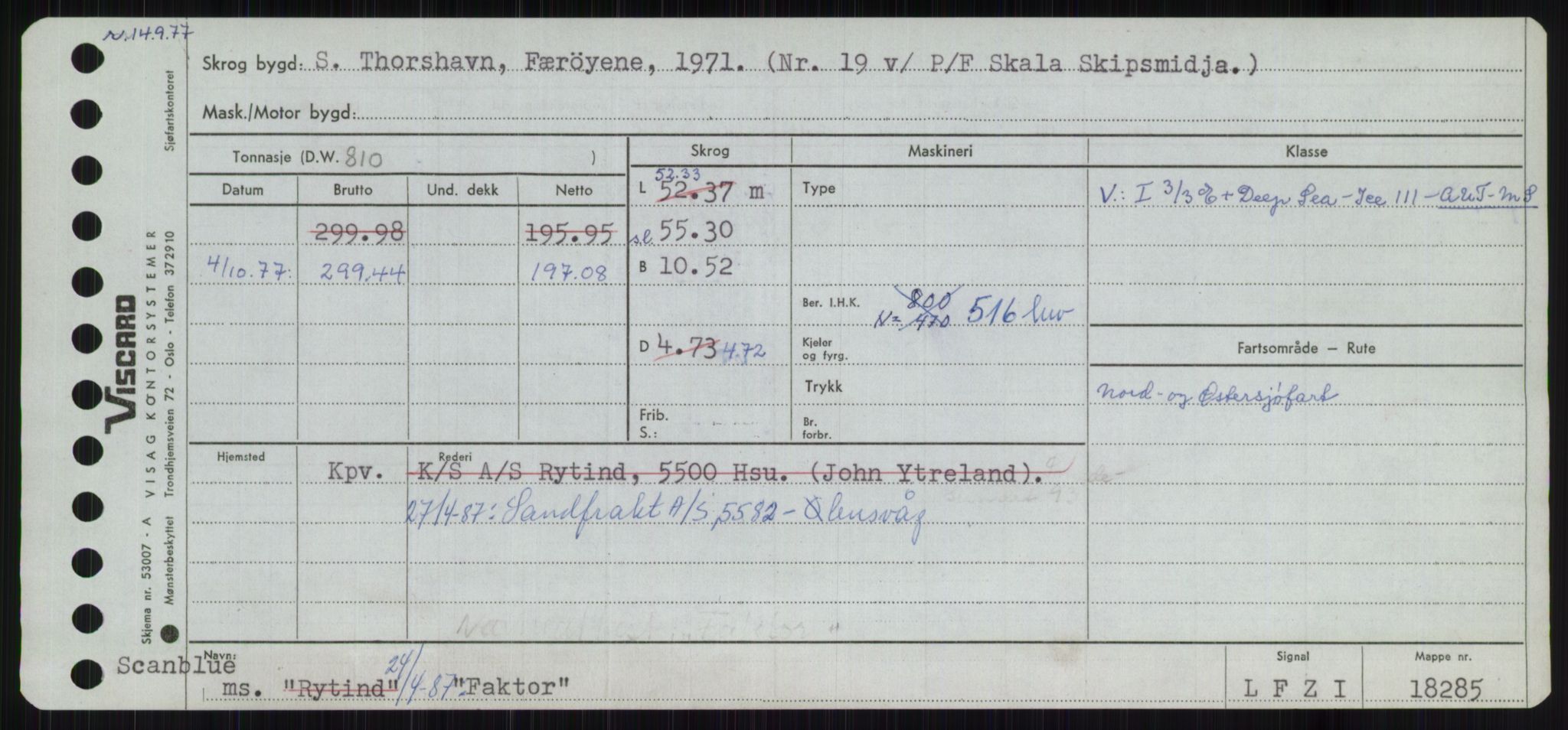 Sjøfartsdirektoratet med forløpere, Skipsmålingen, RA/S-1627/H/Ha/L0002/0001: Fartøy, Eik-Hill / Fartøy, Eik-F, p. 271