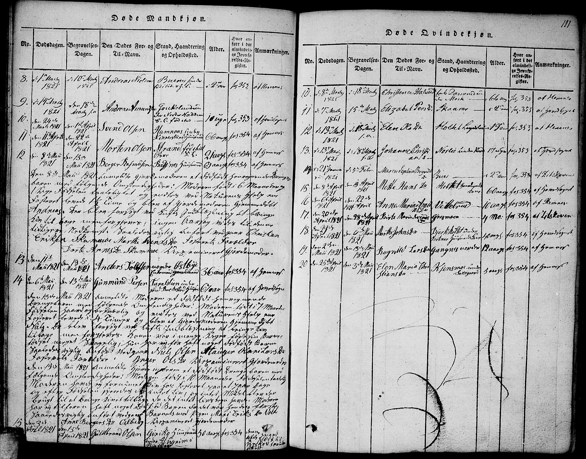 Høland prestekontor Kirkebøker, AV/SAO-A-10346a/F/Fa/L0007: Parish register (official) no. I 7, 1814-1827, p. 111