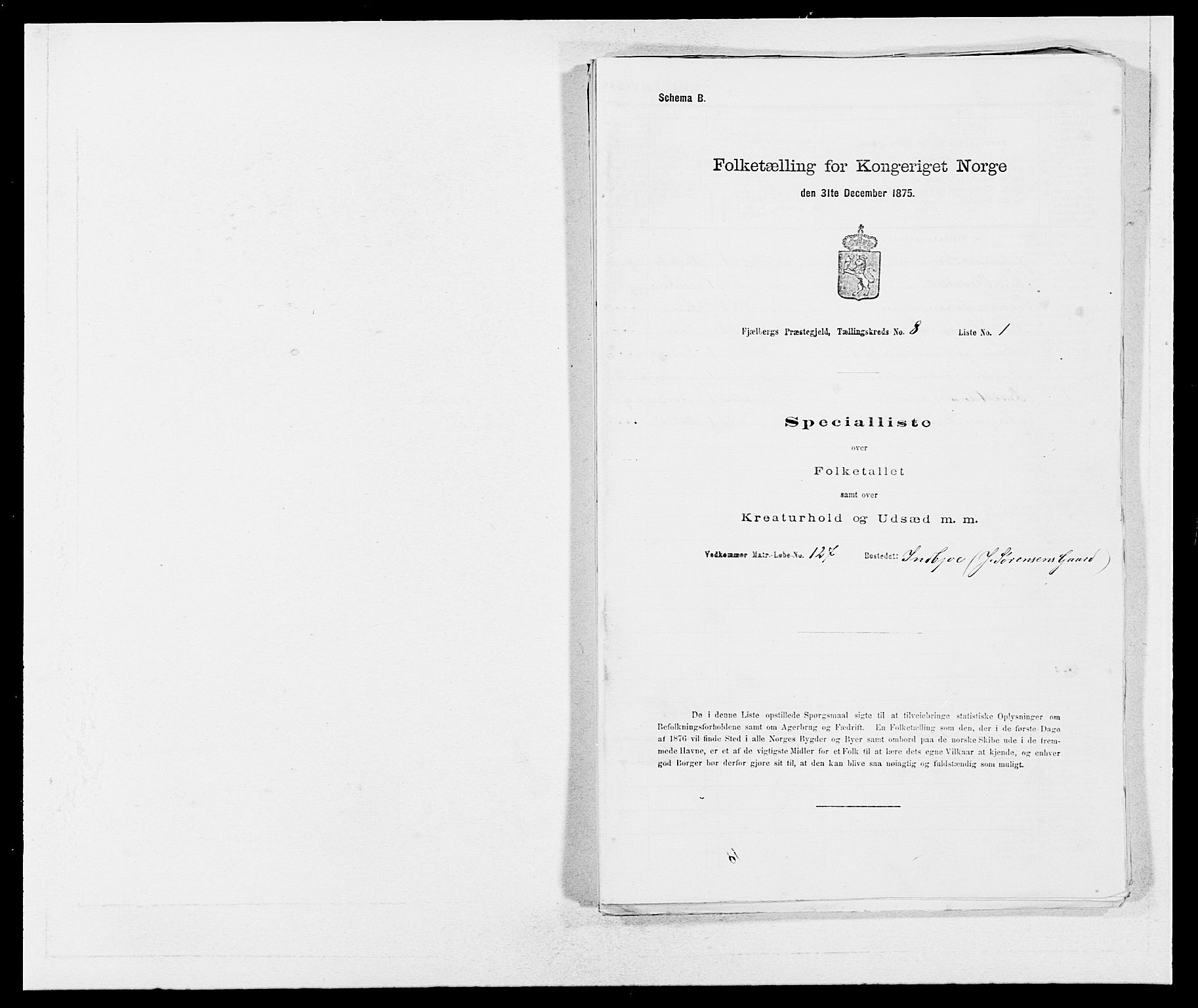 SAB, 1875 census for 1213P Fjelberg, 1875, p. 812