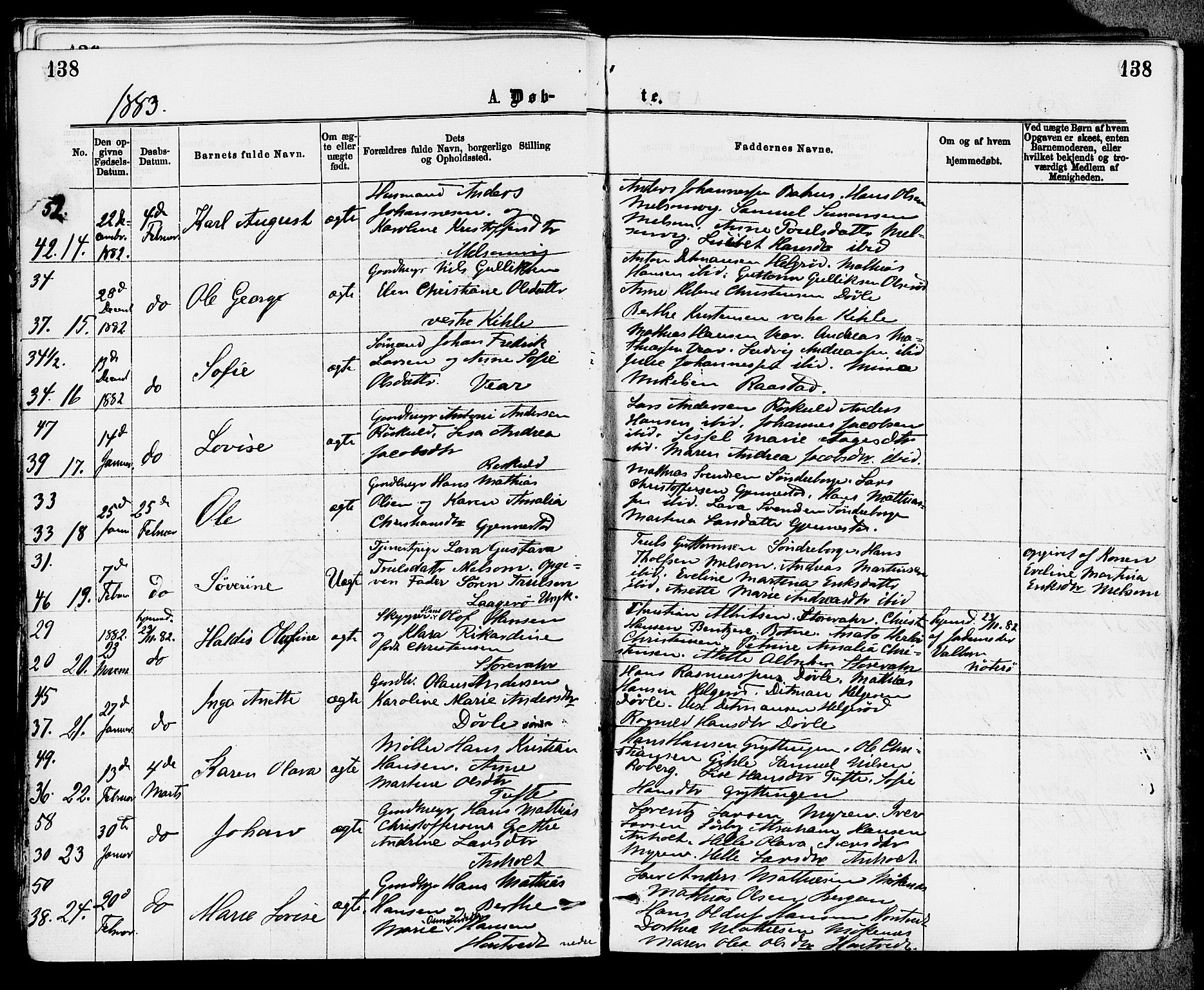 Stokke kirkebøker, AV/SAKO-A-320/F/Fa/L0009: Parish register (official) no. I 9, 1872-1883, p. 138