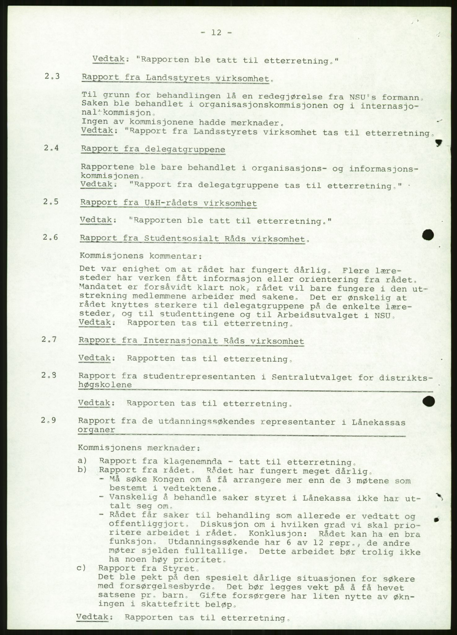 Norsk Studentunion, AV/RA-PA-0794/Fg/L0067: Landstinget, 1968-1979